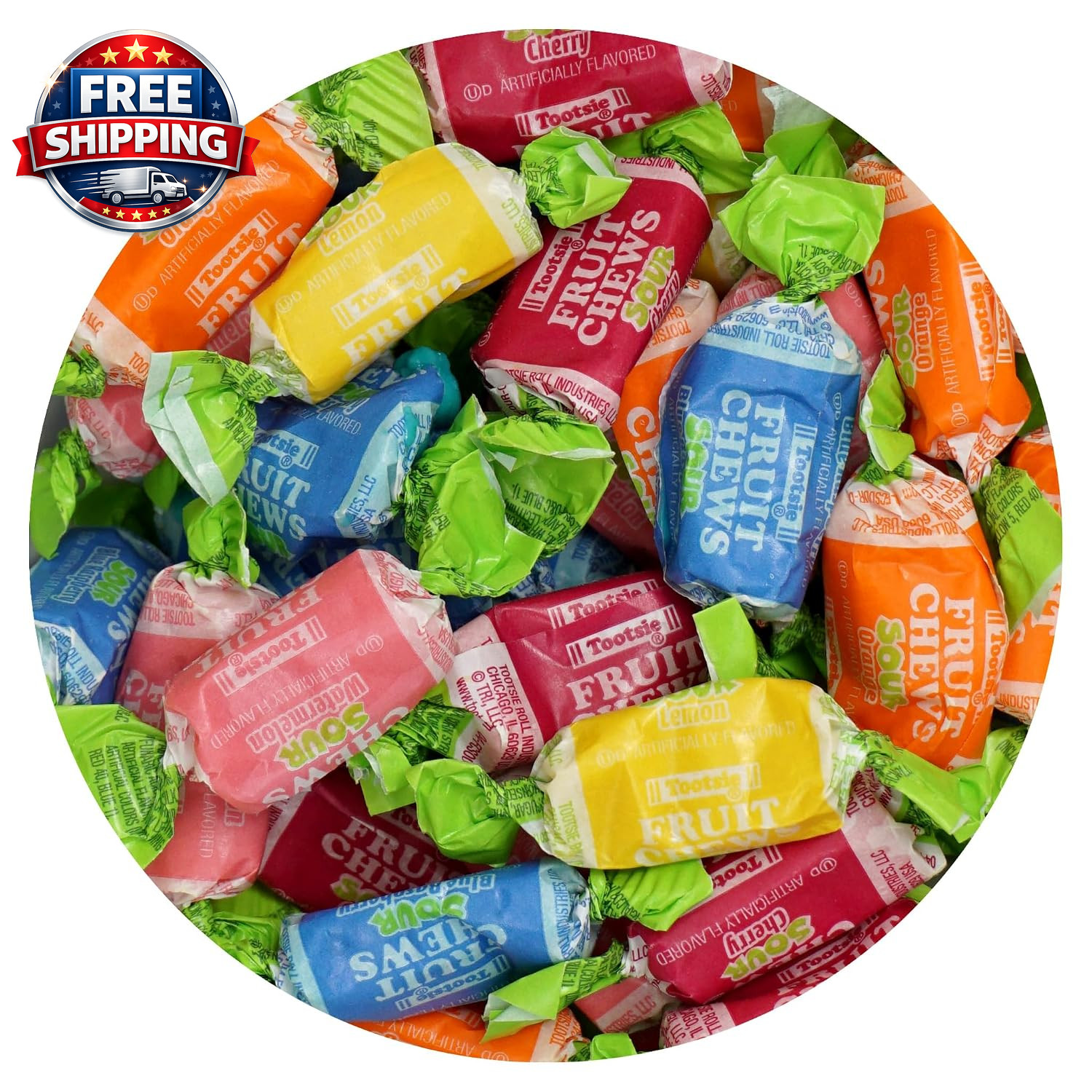 Sour Tootsie Fruit Chews, 1.5Lb Bulk Bag (Approx. 105 Pieces), Mini Chewy Sour C