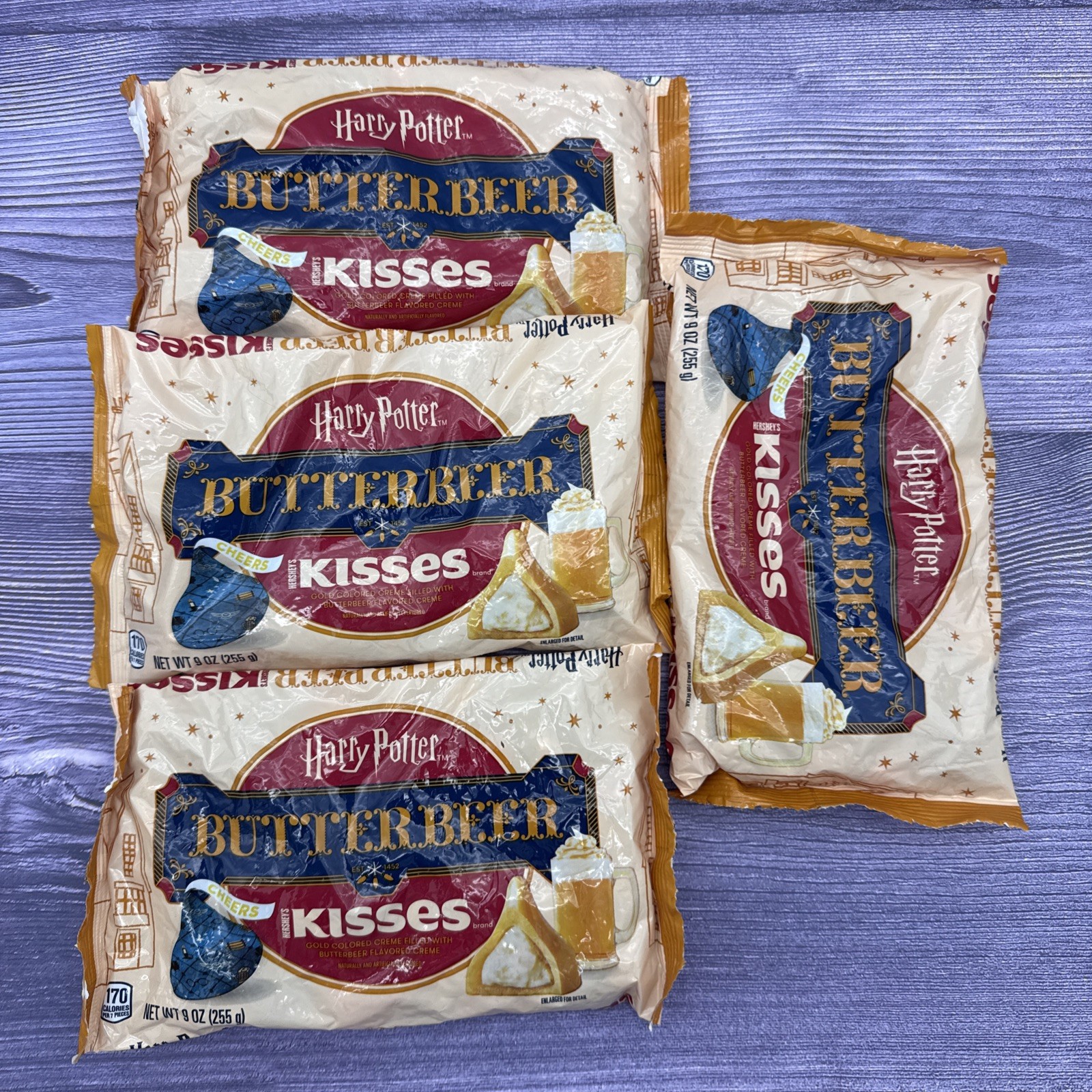 4 Bags Of Hersheys Harry Potter Limited Edition Butter Beer Kisses 9oz Bags