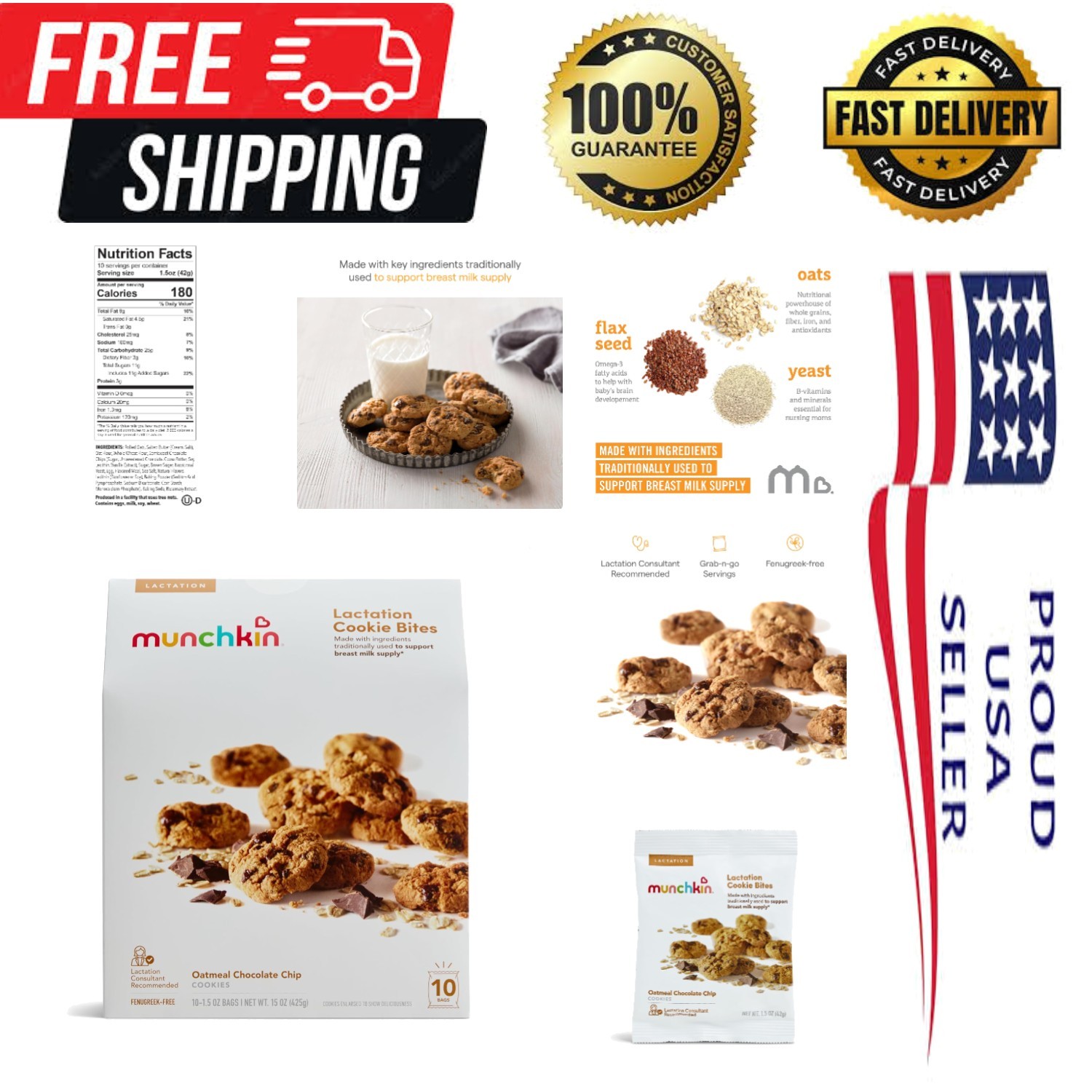 Milkmakers Lactation Cookie Bites for Breastfeeding, Oatmeal Chocolate Chip N…