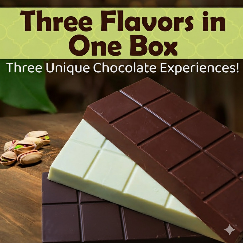 Dubai Chocolate Bar Variety 3-Pack – Dark, Milk, White Pistachio Kunafa (21oz)