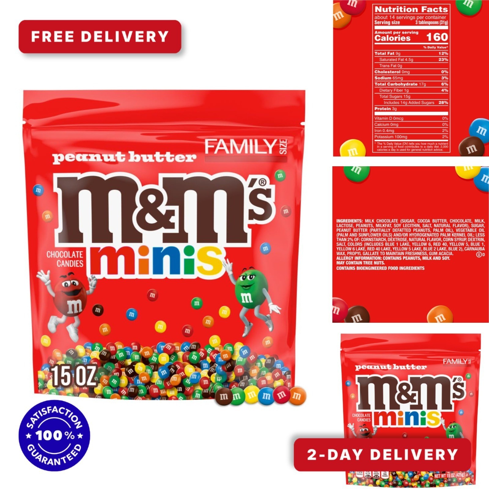 M&M’S MINIS Peanut Butter Milk Chocolate Candy 15 Oz Family Size