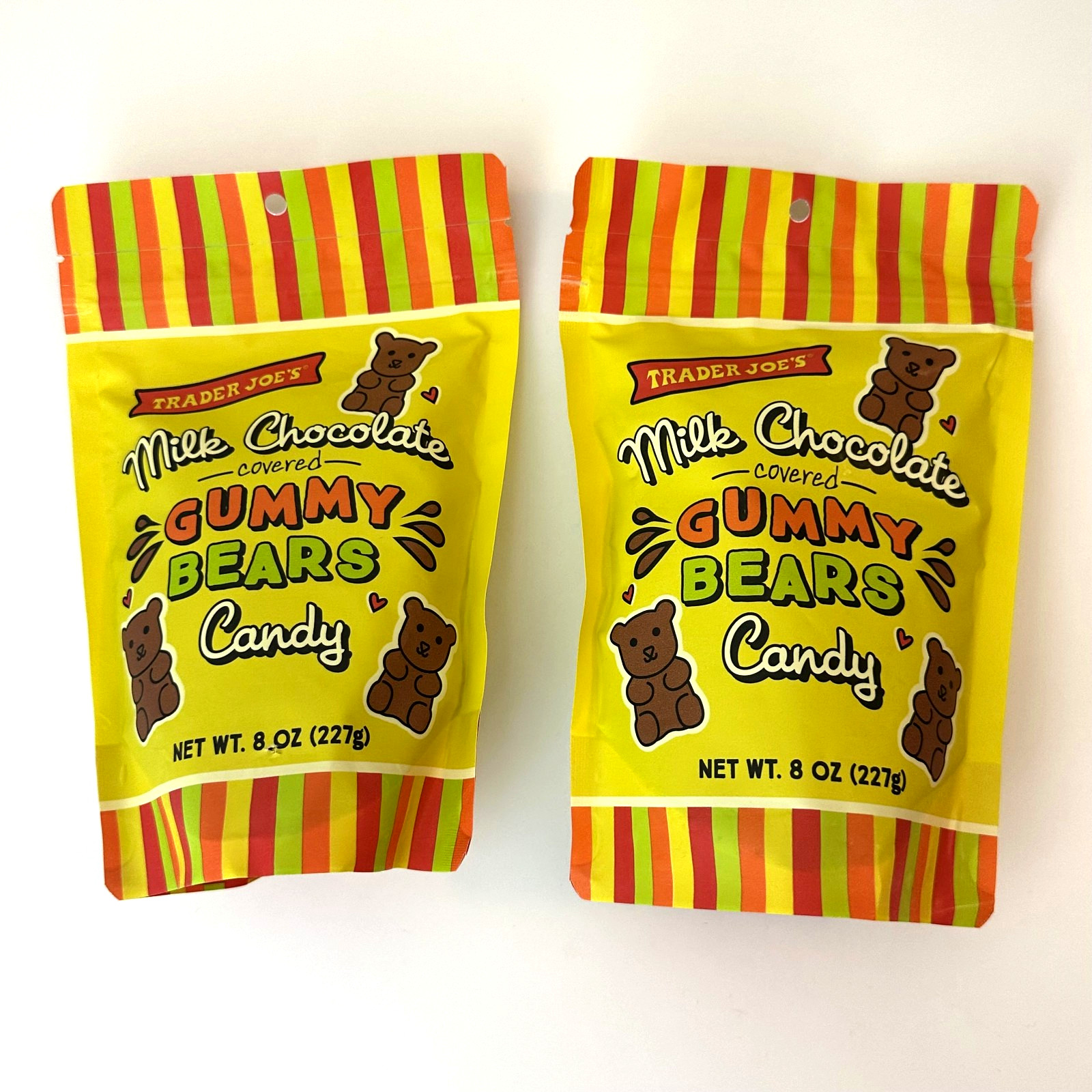 2 Packs Trader Joe’s Milk Chocolate Covered Gummy Bears 8 Oz Each