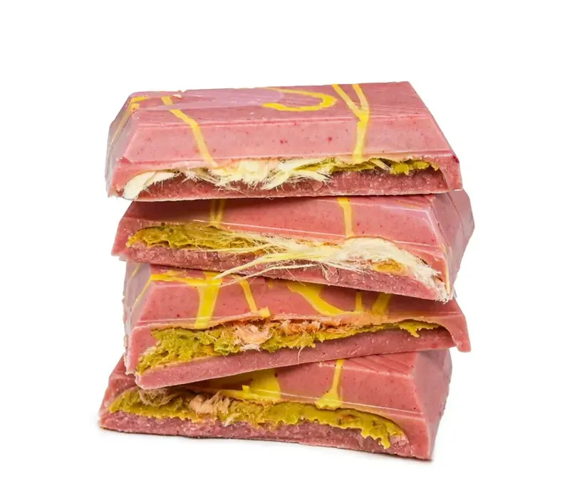 Viral Angel Hair Cotton Candy Chocolate Bar – Raspberry White Chocolate with Pis