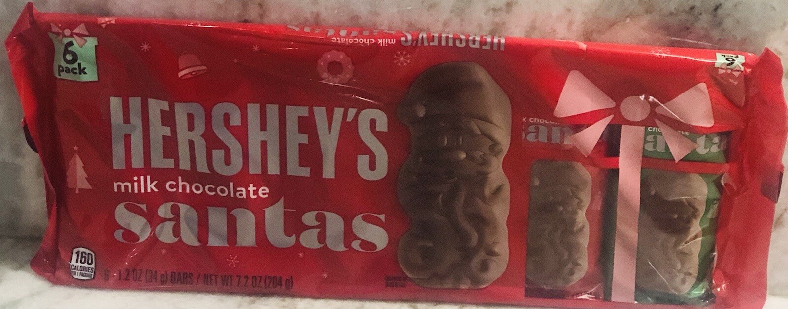 Hershey’s Santa’s Milk Chocolate Bar. 6 Pack. 1.2 oz/34gm. Christmas. Target.