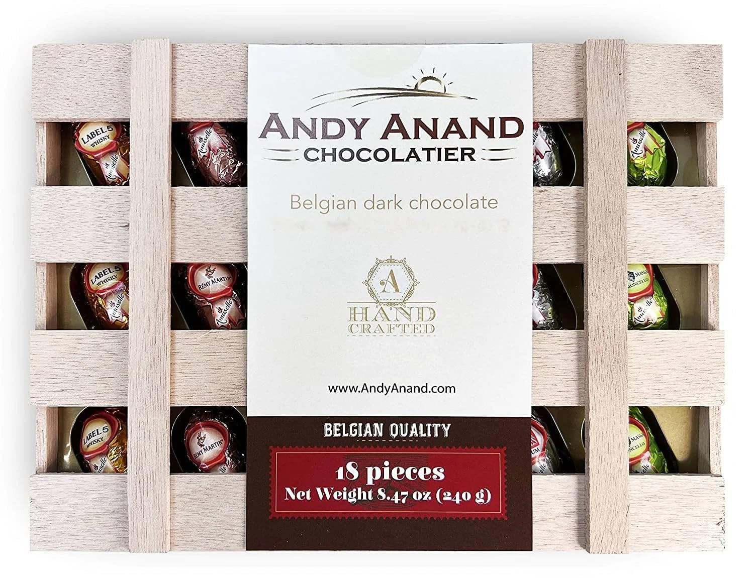 Andy Anand European Liqueur Flavored Dark Chocolate Bottles, Assortment of Premi