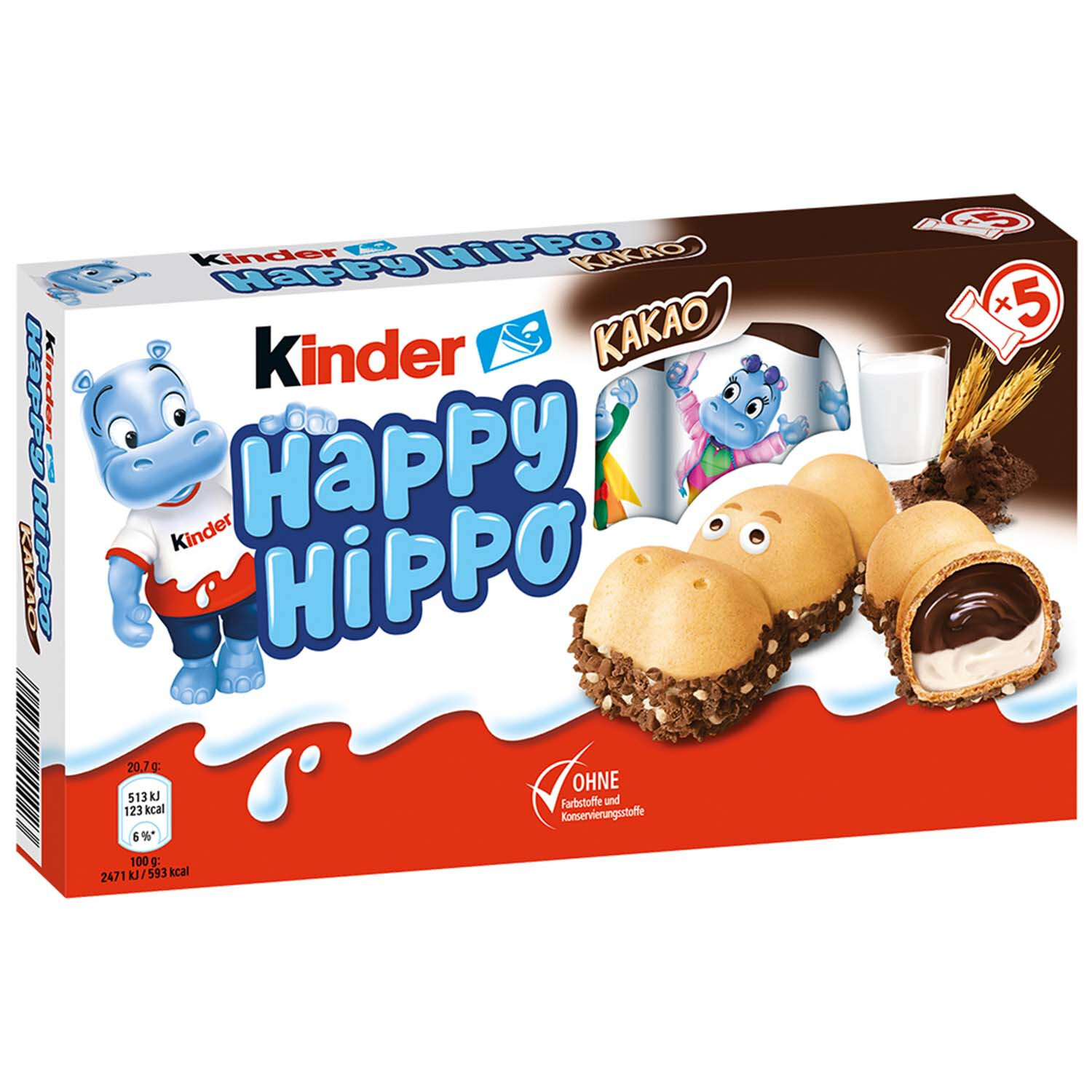 KINDER HAPPY HIPPO (COCOA) BOX OF 5 BISCUITS LIMITED EDITION FERRERO