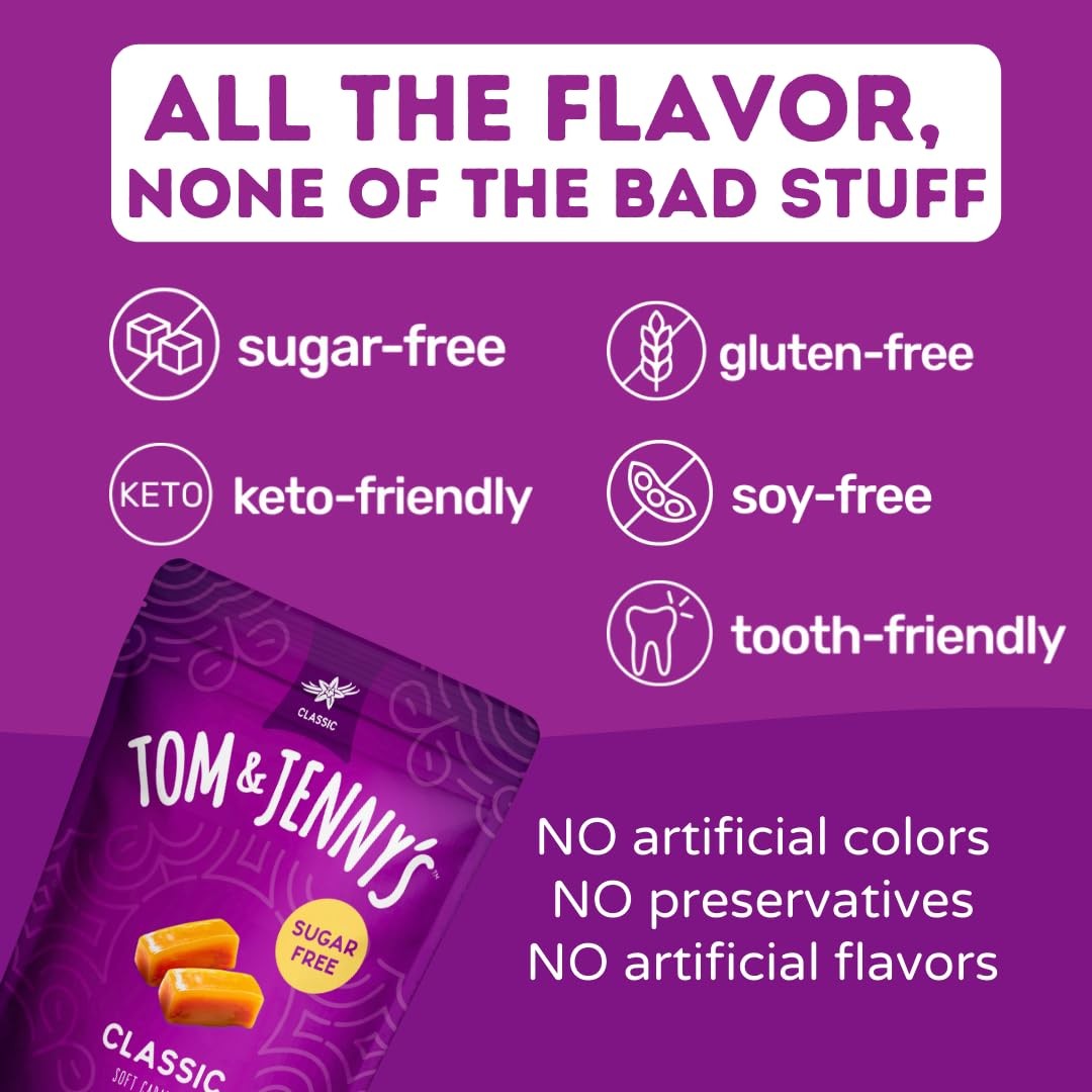 Sugar-Free Sea Salt Vanilla Caramel Keto Candy, Low Carb, Allulose, 4-Pack