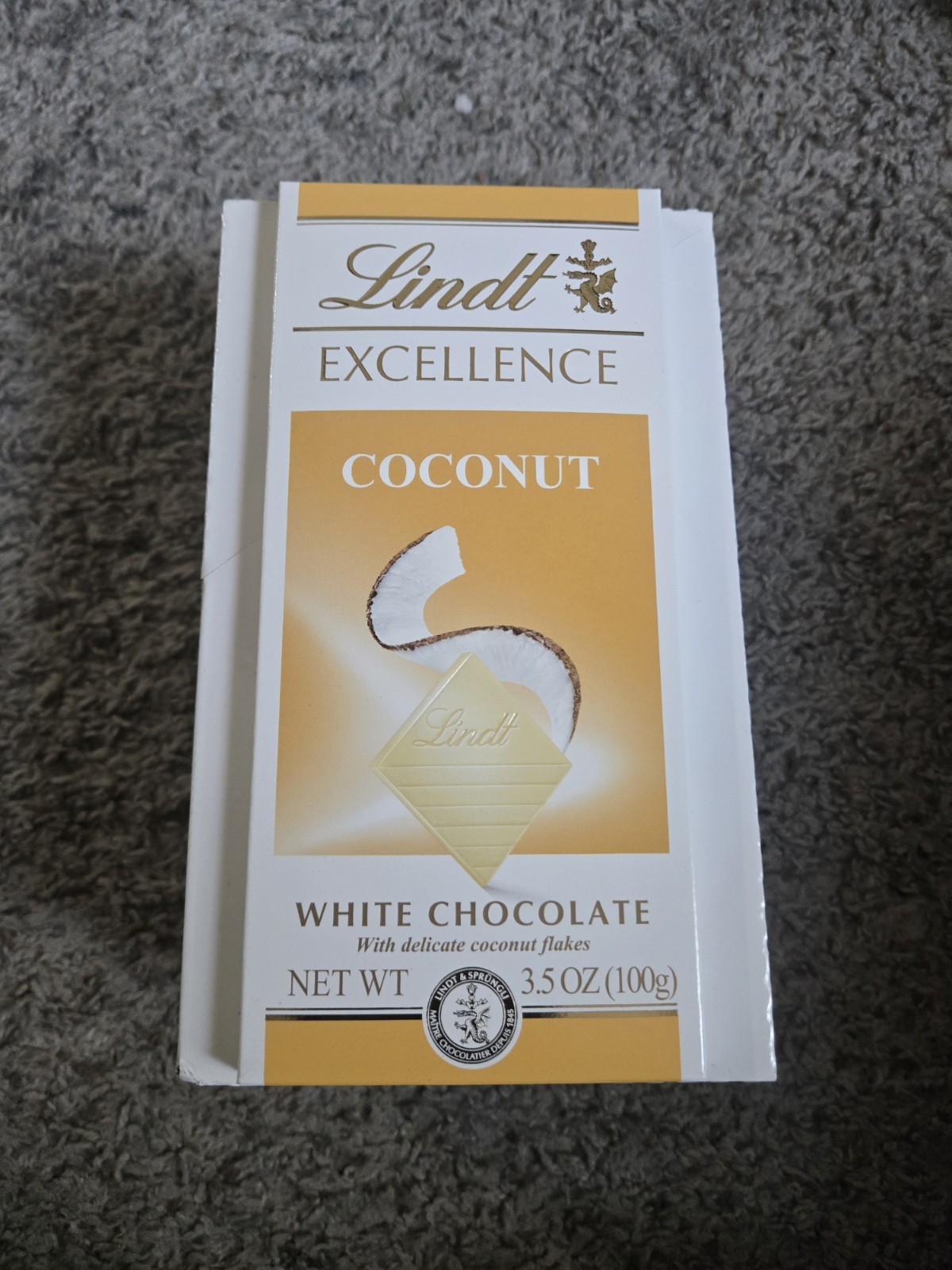 NEW Lindt Excellence COCONUT WHITE Chocolate Bar – 1 Box – 12 PACK Exp 01/31/27