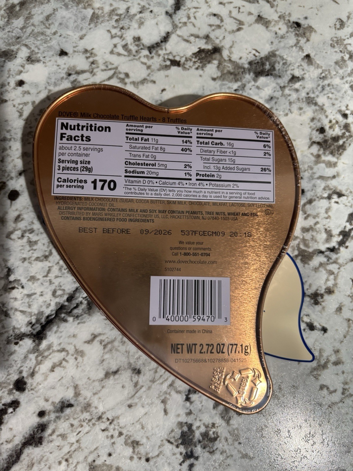 DOVE Milk Chocolate Truffle Hearts Valentine’s Day Candy 2.72oz
