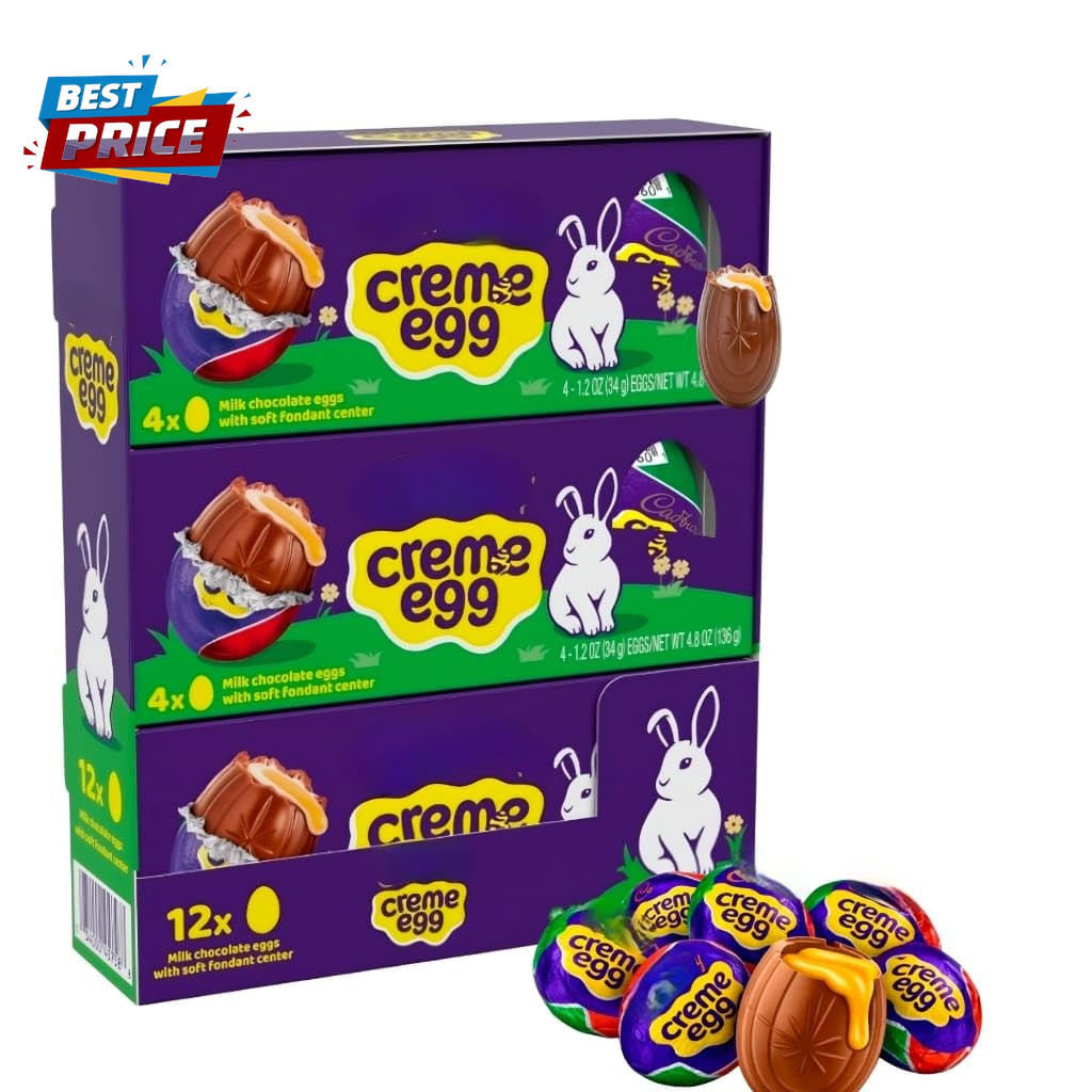 CREME EGG Milk Chocolate Soft Fondant Center Candy, Easter Theme 1.2 Oz, 12 Ct.