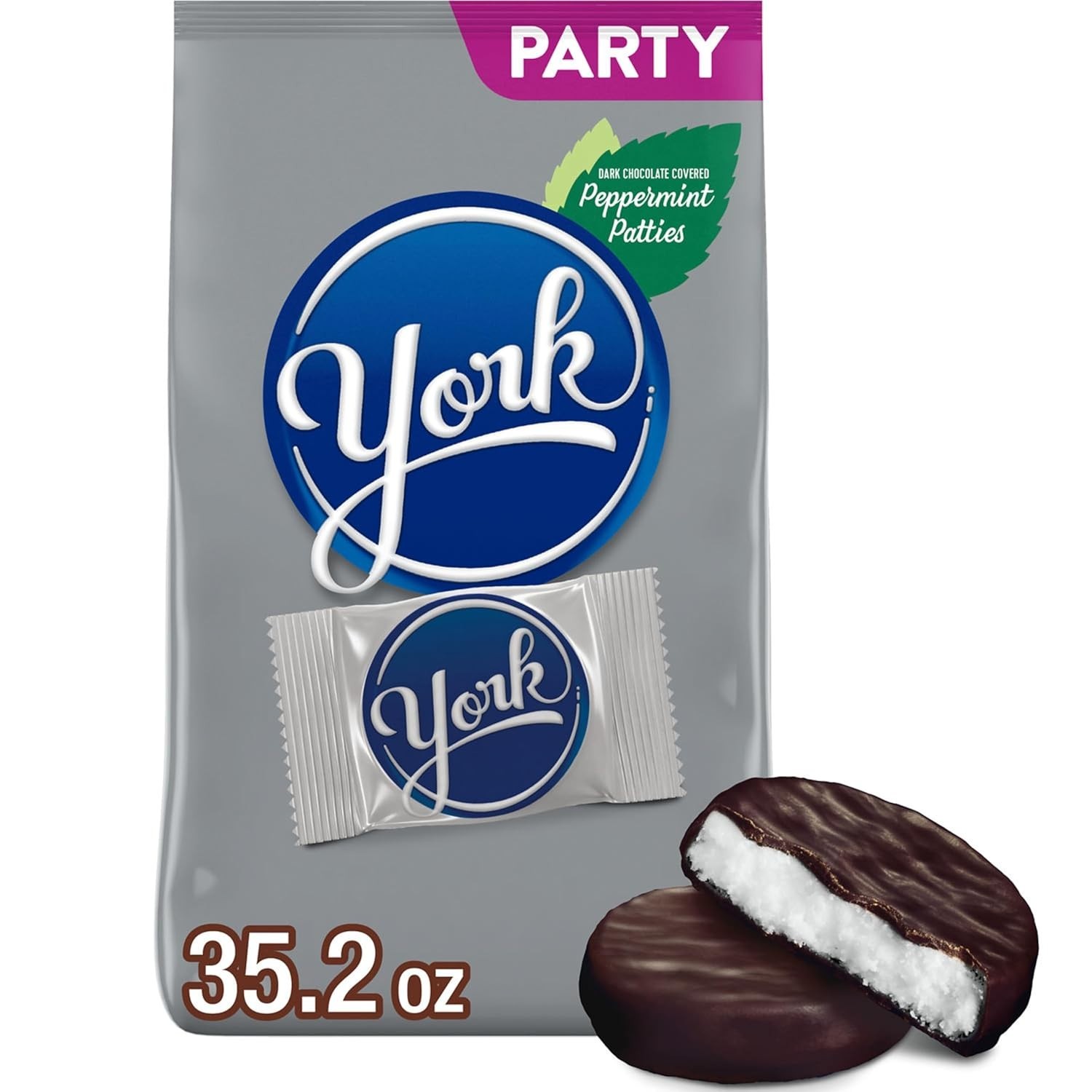 YORK Dark Chocolate Peppermint Patties, Candy Party Pack, 35.2 Oz