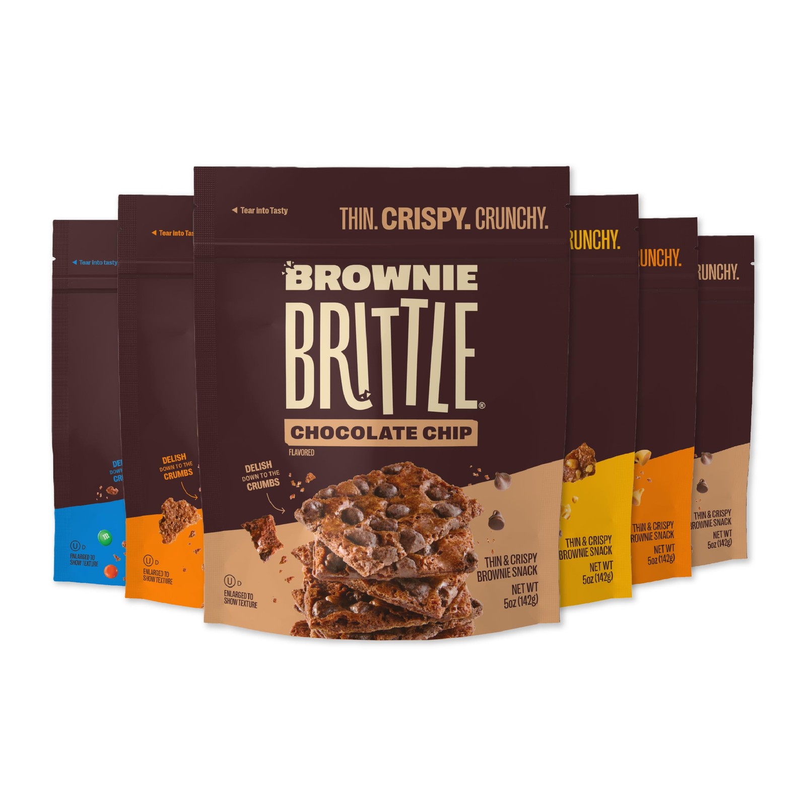 Brownie Brittle – Variety Pack Thin and Crispy Sweet 5 Ounce (Pack of 6)
