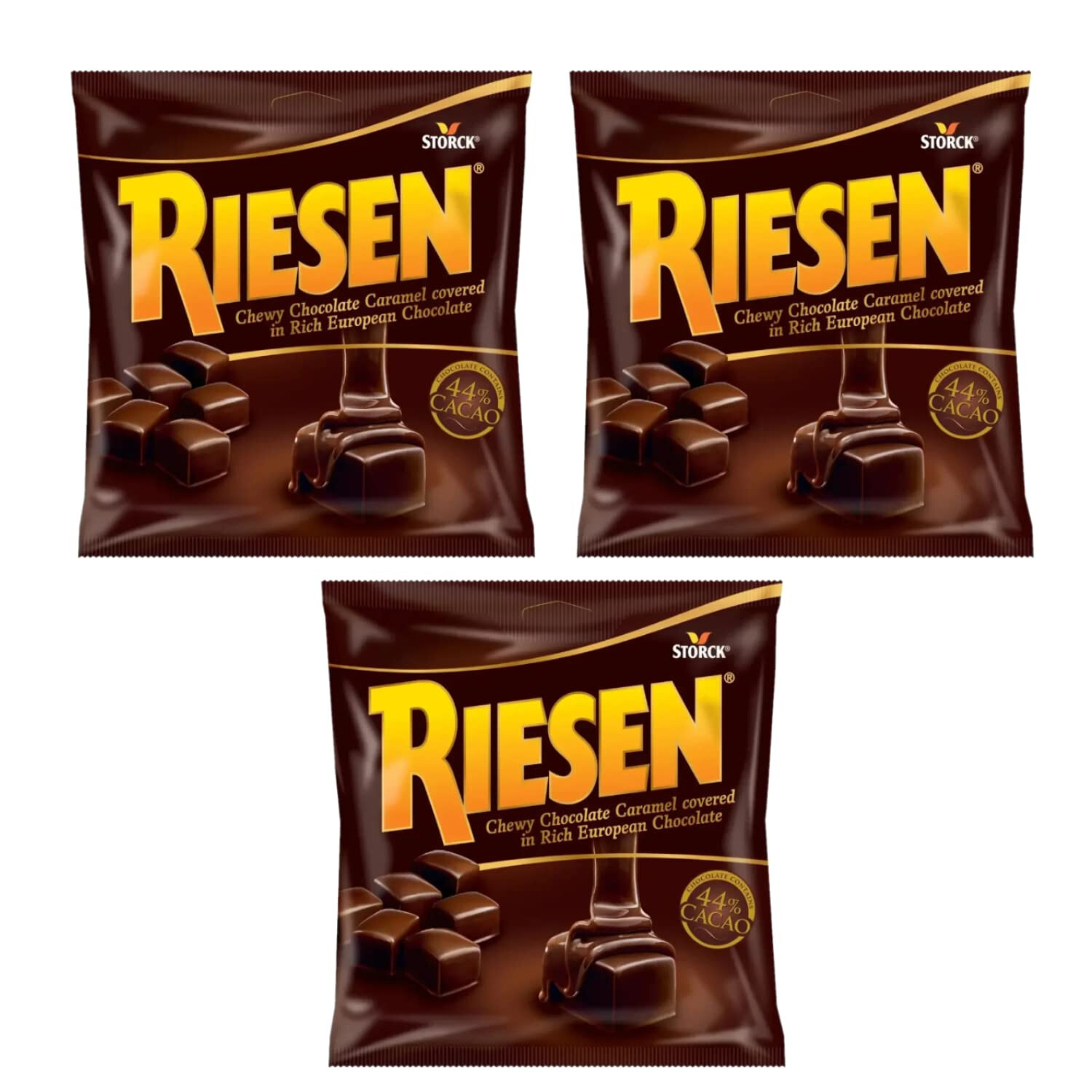 3x Bag Storck Riesen Chewy Chocolate Caramel Covered European Candy | 2.65oz