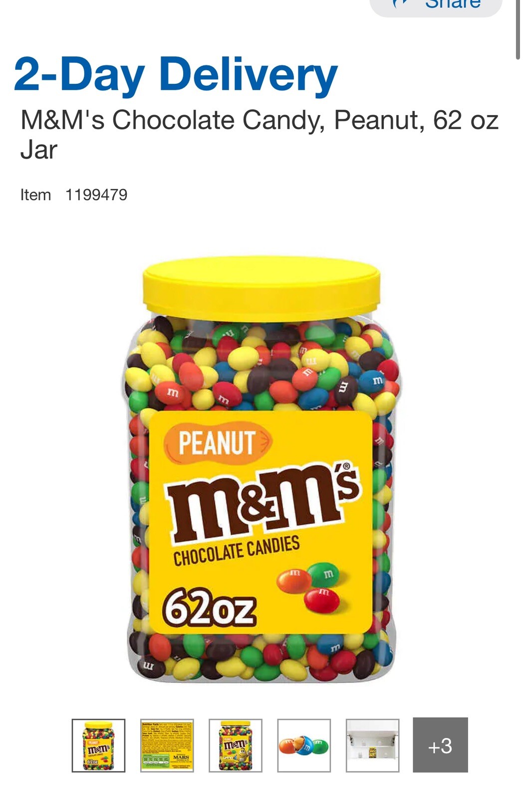 🔥M&M’S Peanut Milk Chocolate Candy Bulk Jar (62 oz.) – Colorful Chocolate Candy