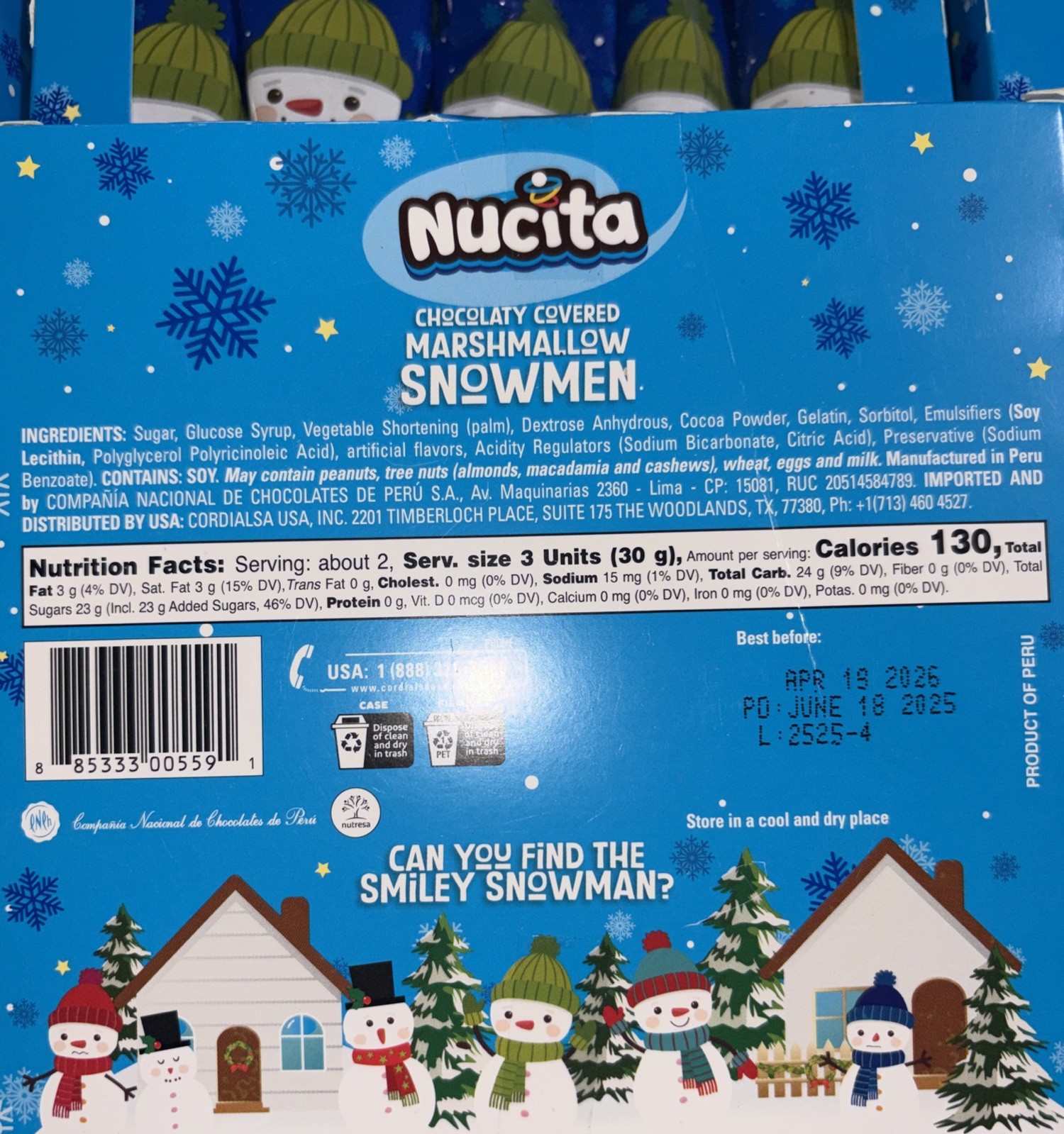 Nucita Chocolatey Covered Marshmallow Snowmen 5 Boxes Christmas Candy Exp5/17/26