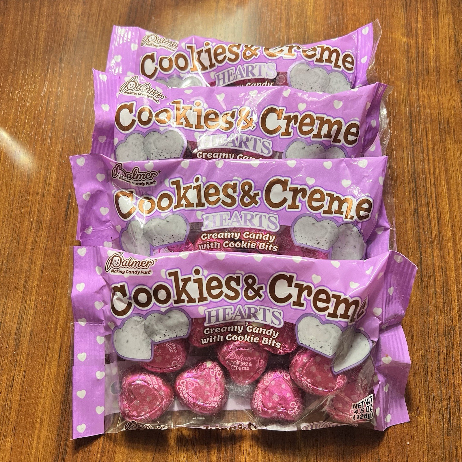 4 Bags! Palmers Cookies & Cream Hearts Milk Chocolate Candy Heart Shaped 4.5oz