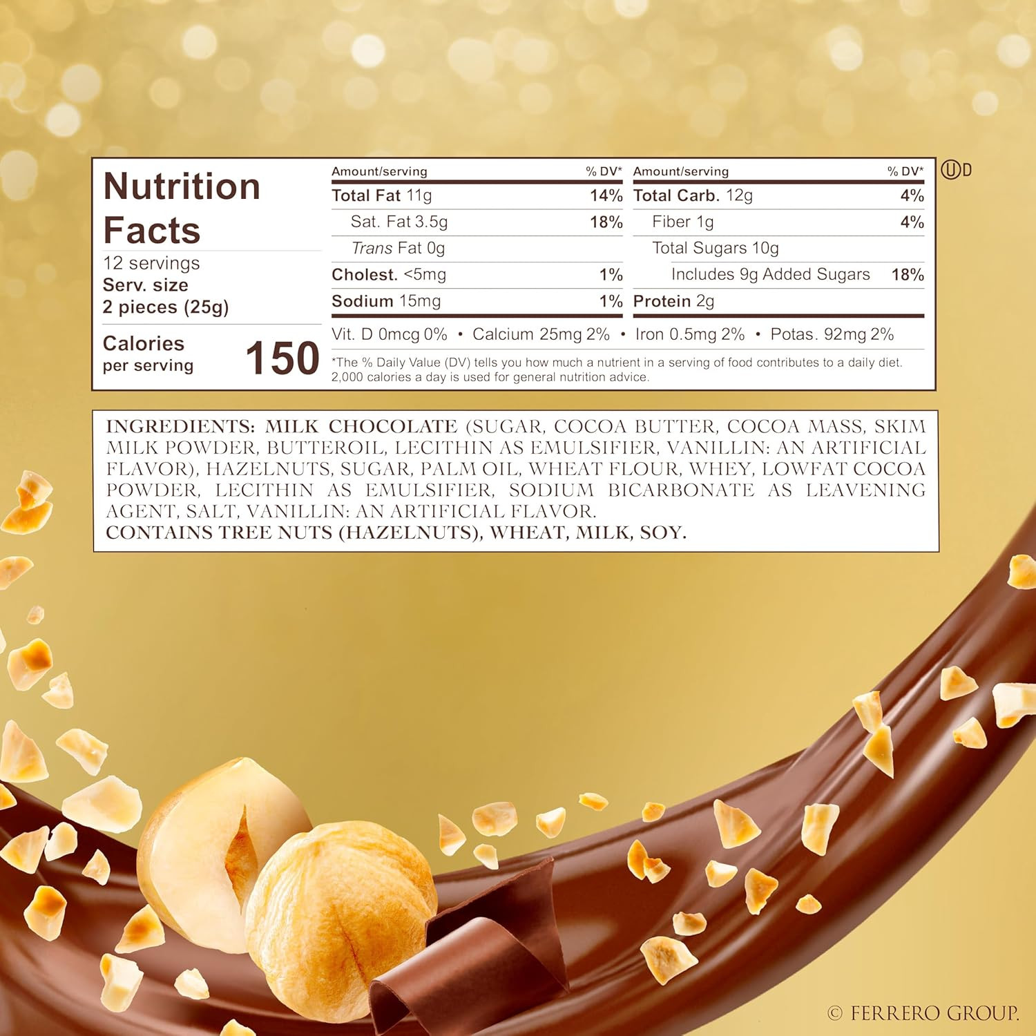 Gourmet Hazelnut Milk Chocolate Gift Box, 24 Individually Wrapped Chocolates, 10