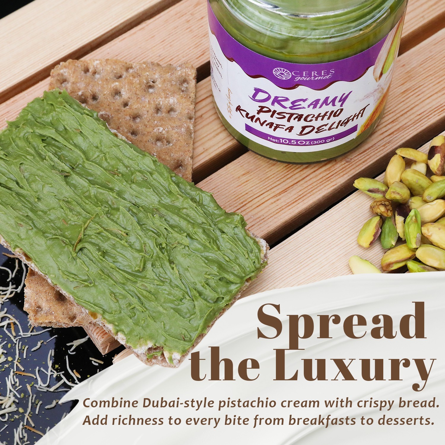 Pistachio Cream Kataifi Spread: Dubai Chocolate Filling – 10.5oz