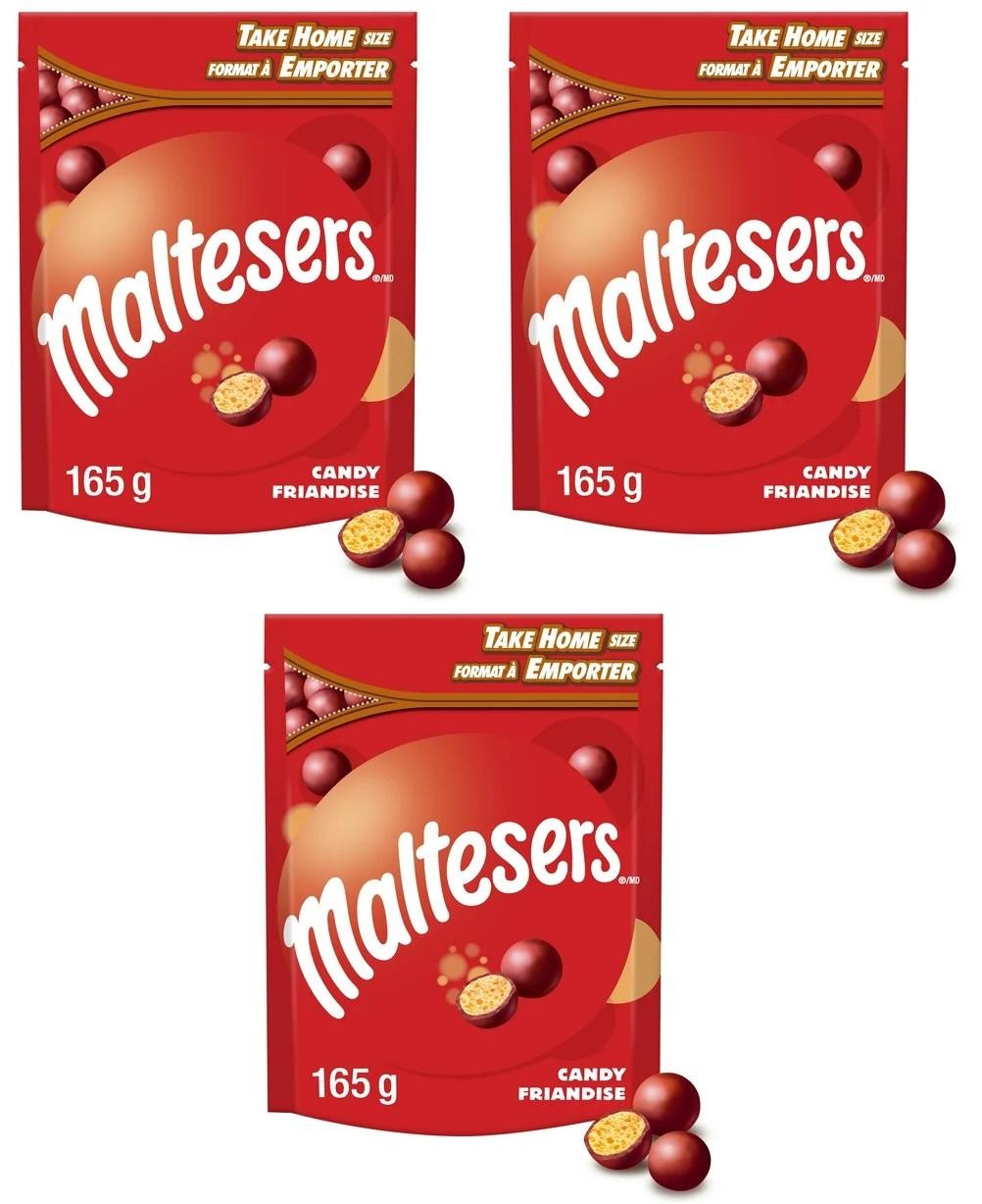 Maltesers, Milk Chocolate Candy Bites, Bag, 165g (3 Pack)