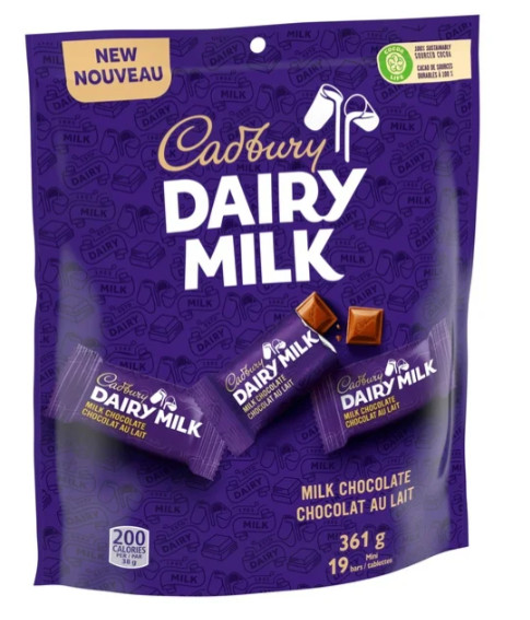 Cadbury Dairy Milk, Milk Chocolate Mini Bars Creamy Taste 19 Bars (3 Pack)