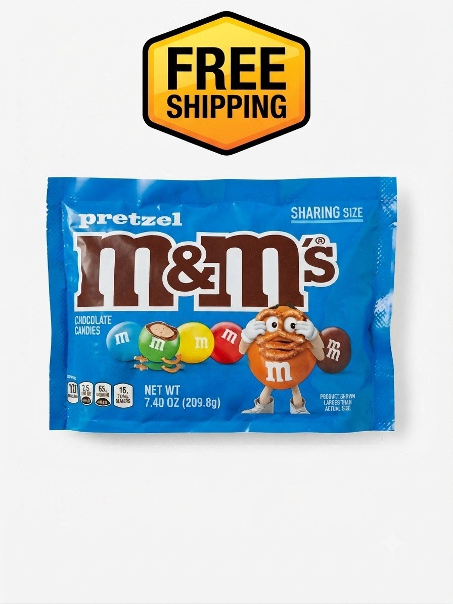 M&M’s Pretzel Milk Chocolate Candy, 7.4 oz Bag – Sharing Size – Free Shipping