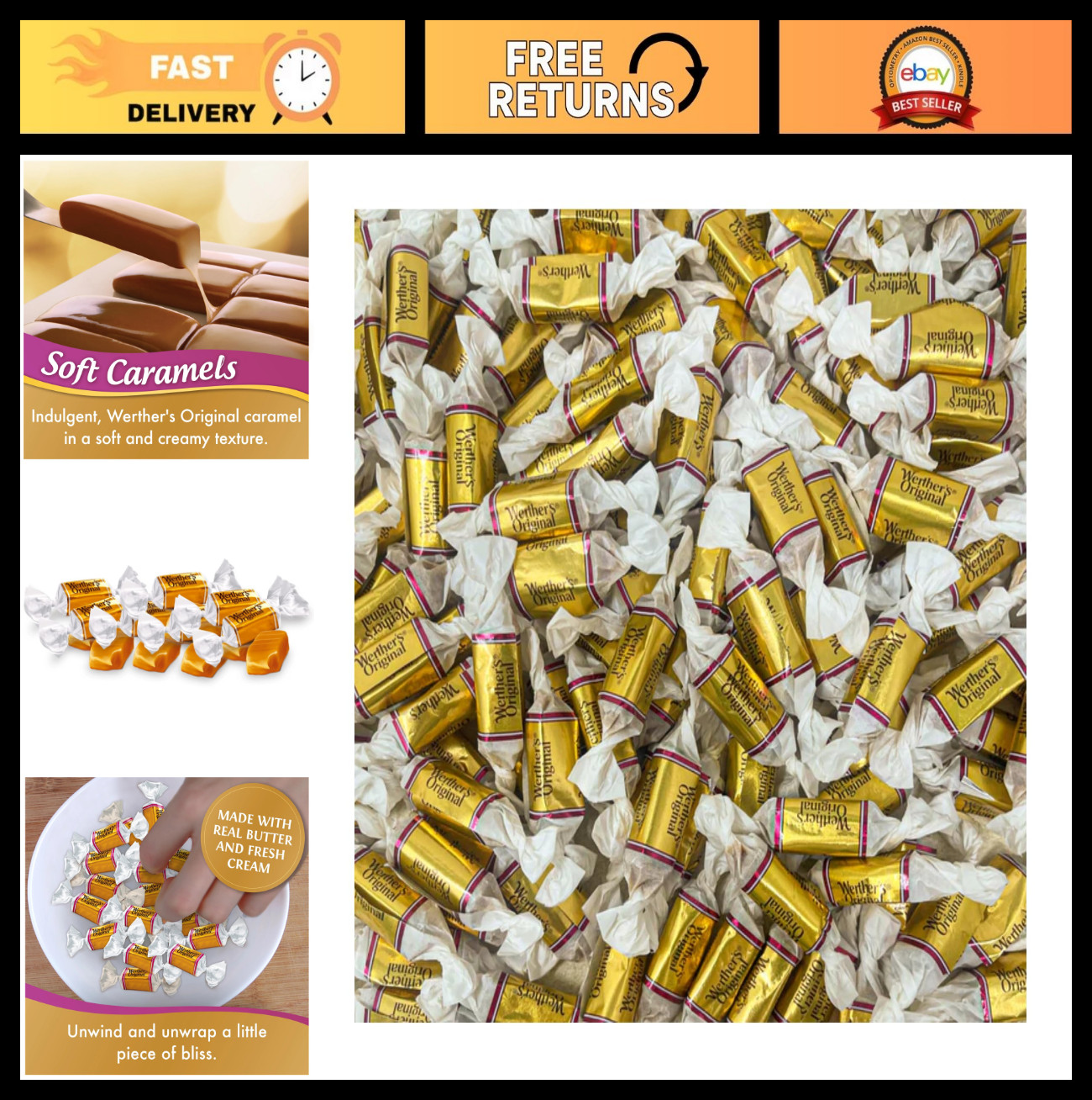 Soft Caramel Candies 2 lbs – Classic Delicious Taste – Perfect for Sharing & Sto