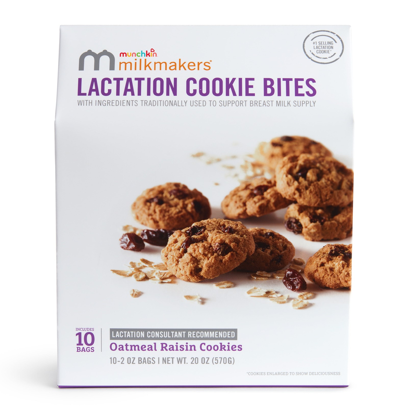 Munchkin Milkmakers Lactation Cookie Bites, Oatmeal Chocolate Chip, 8 Count