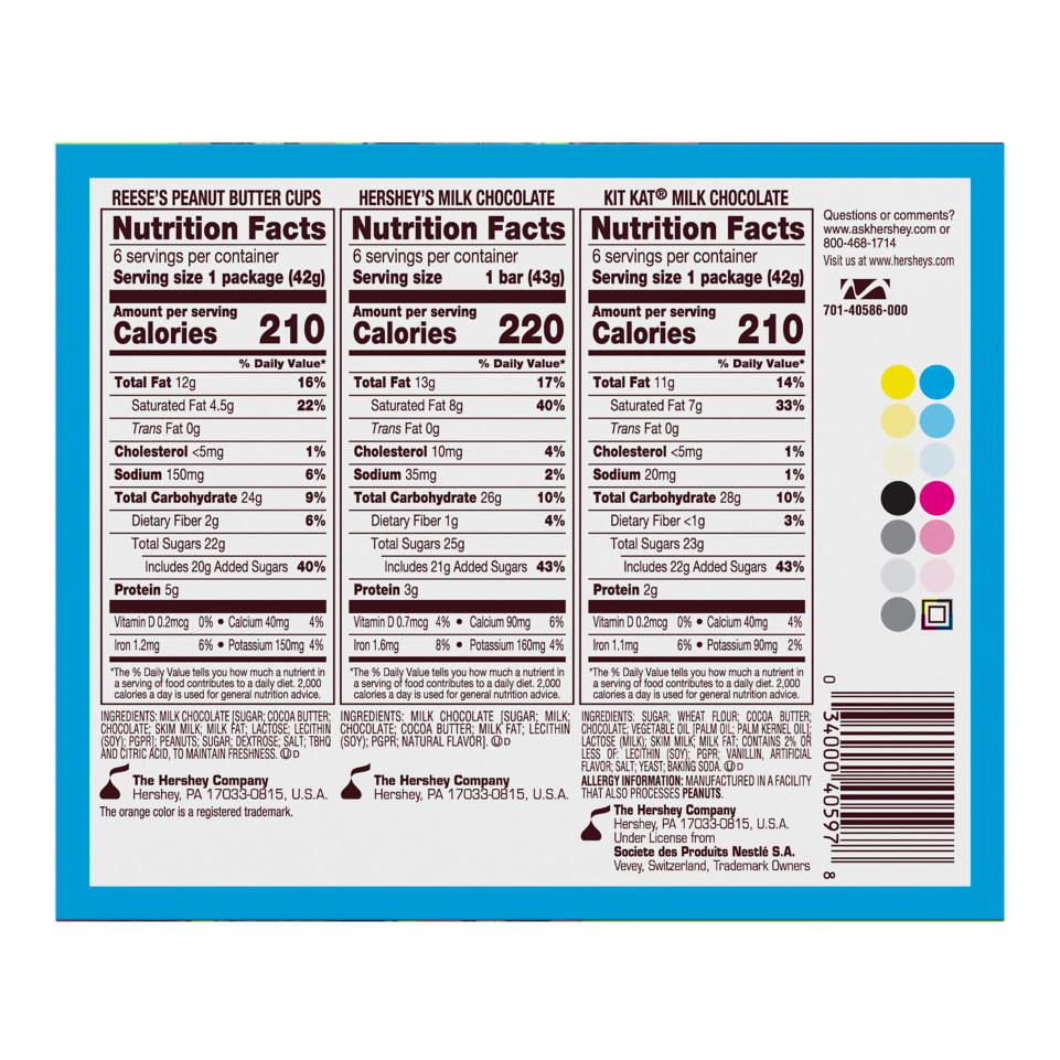 Hershey Full Size Chocolate Candy Bar Variety Pack, Assorted 1.5 Oz Bar, 18 Bars