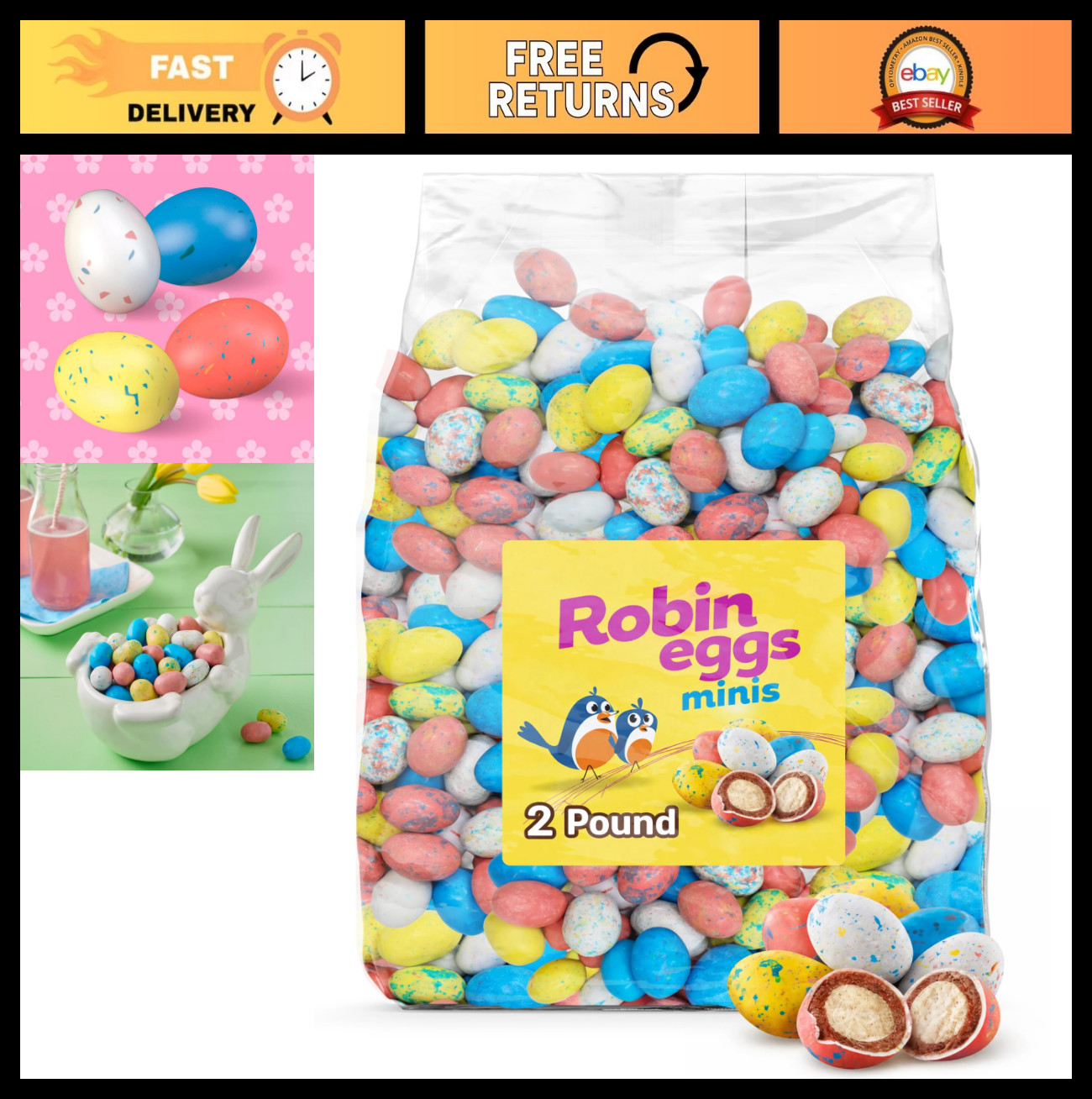 Malted Milk Robin Eggs – 2 lb Bulk Chocolate Candy for Easter Hunts & Baskets