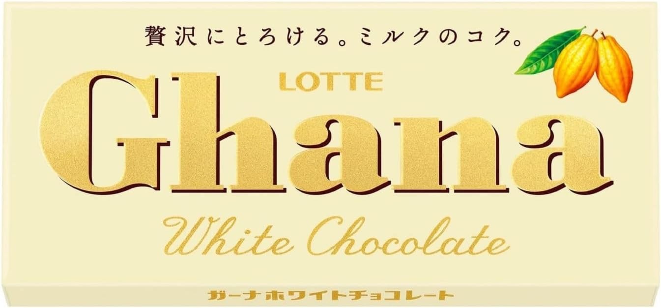 Lotte Ghana White Chocolate Bar 45g (Pack of 10), MADE IN JAPAN, US Seller