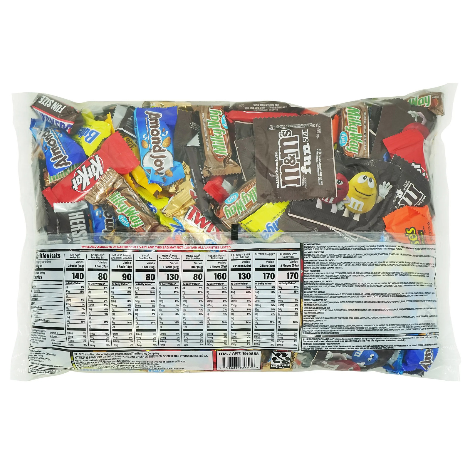 Kirkland Signature Favorites Chocolate Candy Snack Size Treats Variety, 5.6 lbs