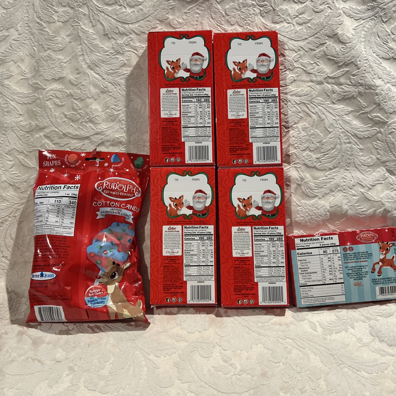 Rudolph The Red Nosed Reindeer Chocolates (4) Gummies & Cotton Candy, Not To Eat