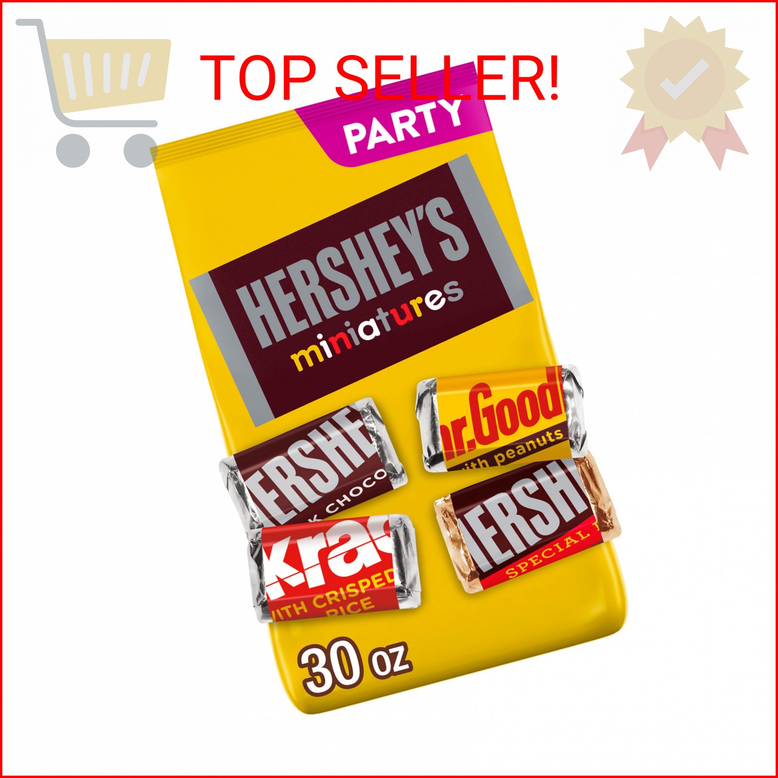 HERSHEY’S Miniatures Assorted Chocolate Candy Party Pack, 30 oz