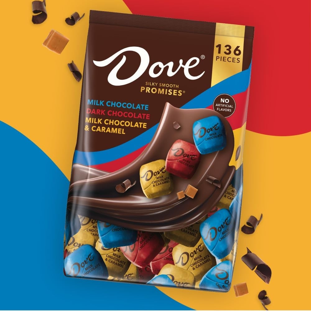 DOVE PROMISES Milk Chocolate,Dark Chocolate&Caramel Chocolate Variety Bag,38.9oz