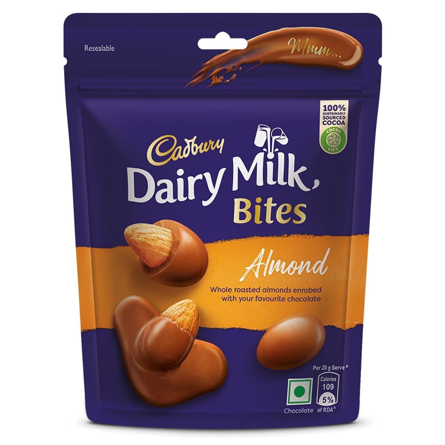 Cadbury Dairy Milk Bites Almonds, 40 g pack of 2 piece free shipping