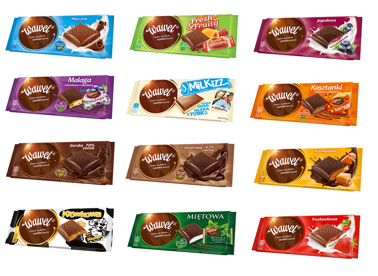 WAWEL CHOCOLATE FROM POLAND – 100G – BIG CHOICE – MINT JELLY TOFFEE FRUIT MILK