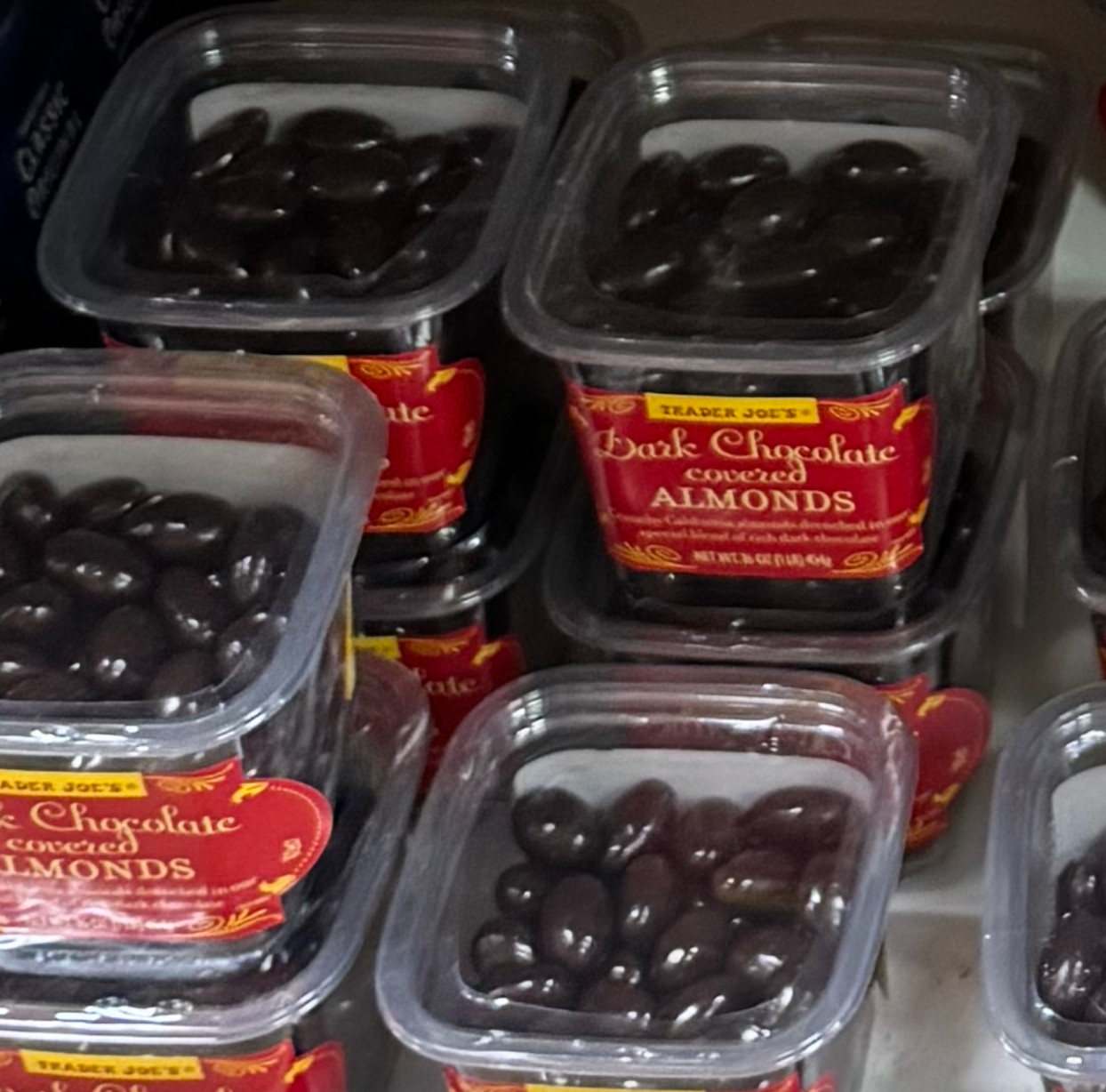 2x Trader Joe’s Chocolate Covered Crunchy Almonds Delicious Rich Dark Chocolate