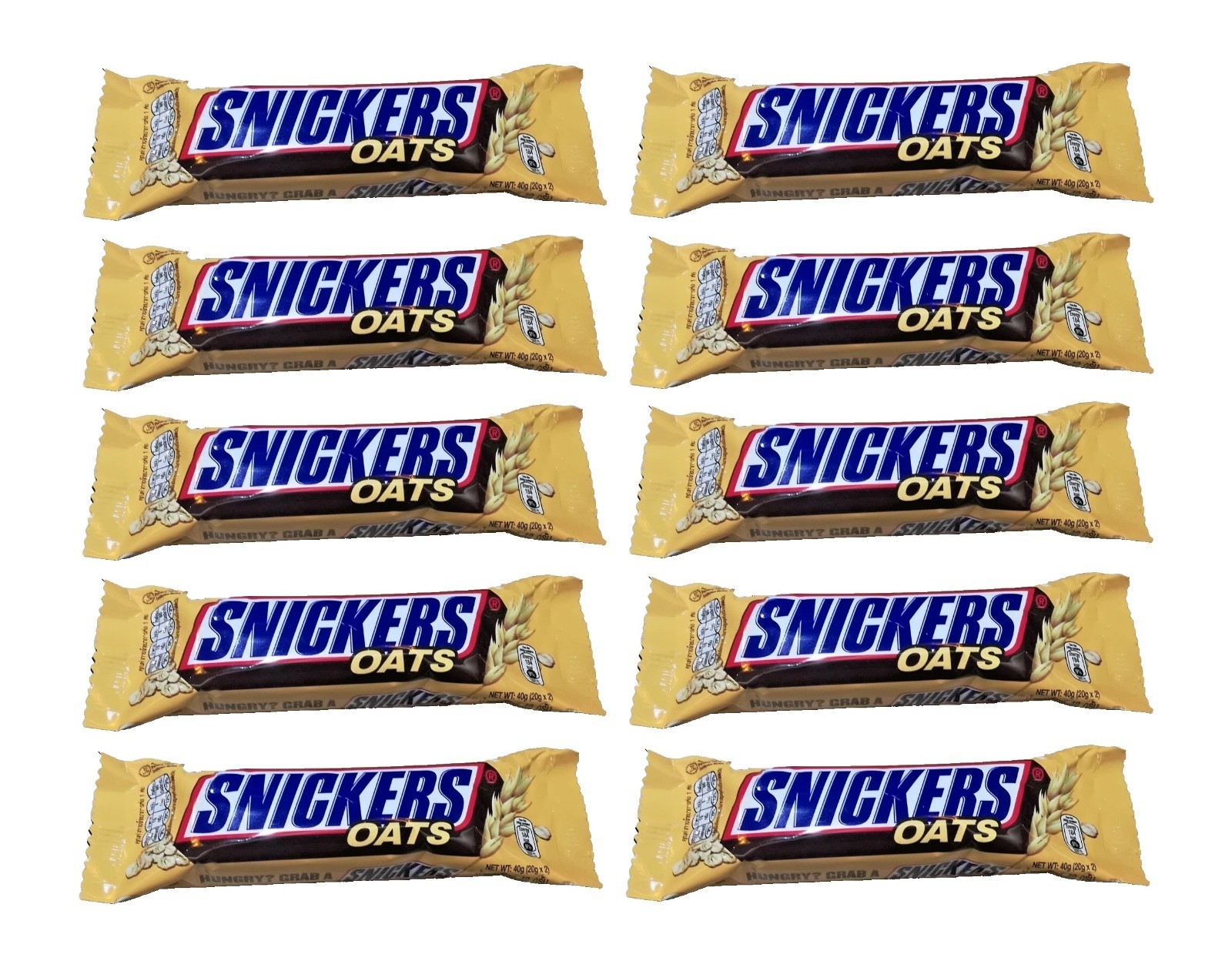 Snickers Oats Chocolate Bar 10 Packs 40g Halal Certified Peanut Milk Snack