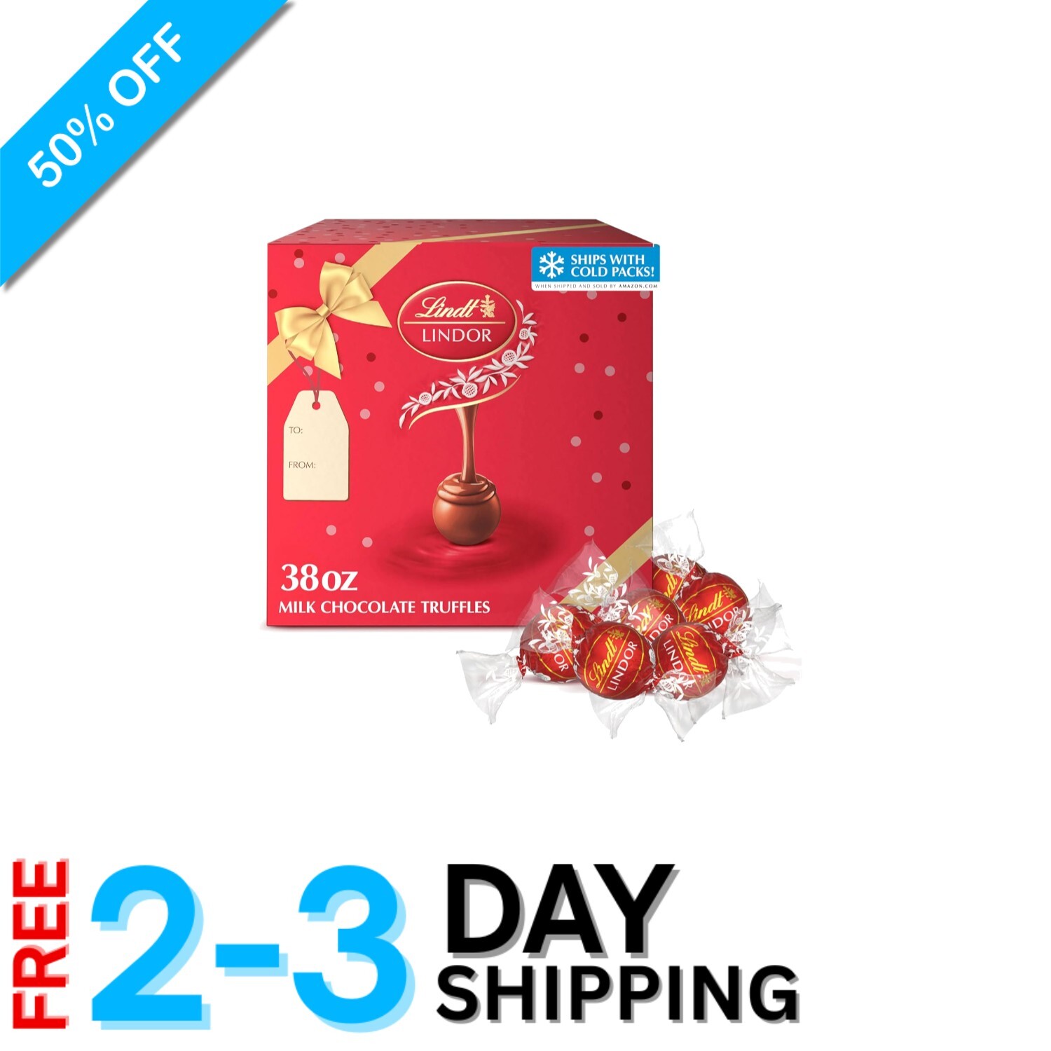 90 Count LINDOR Milk Chocolate Truffles – Elegant Gift Box for Celebrations