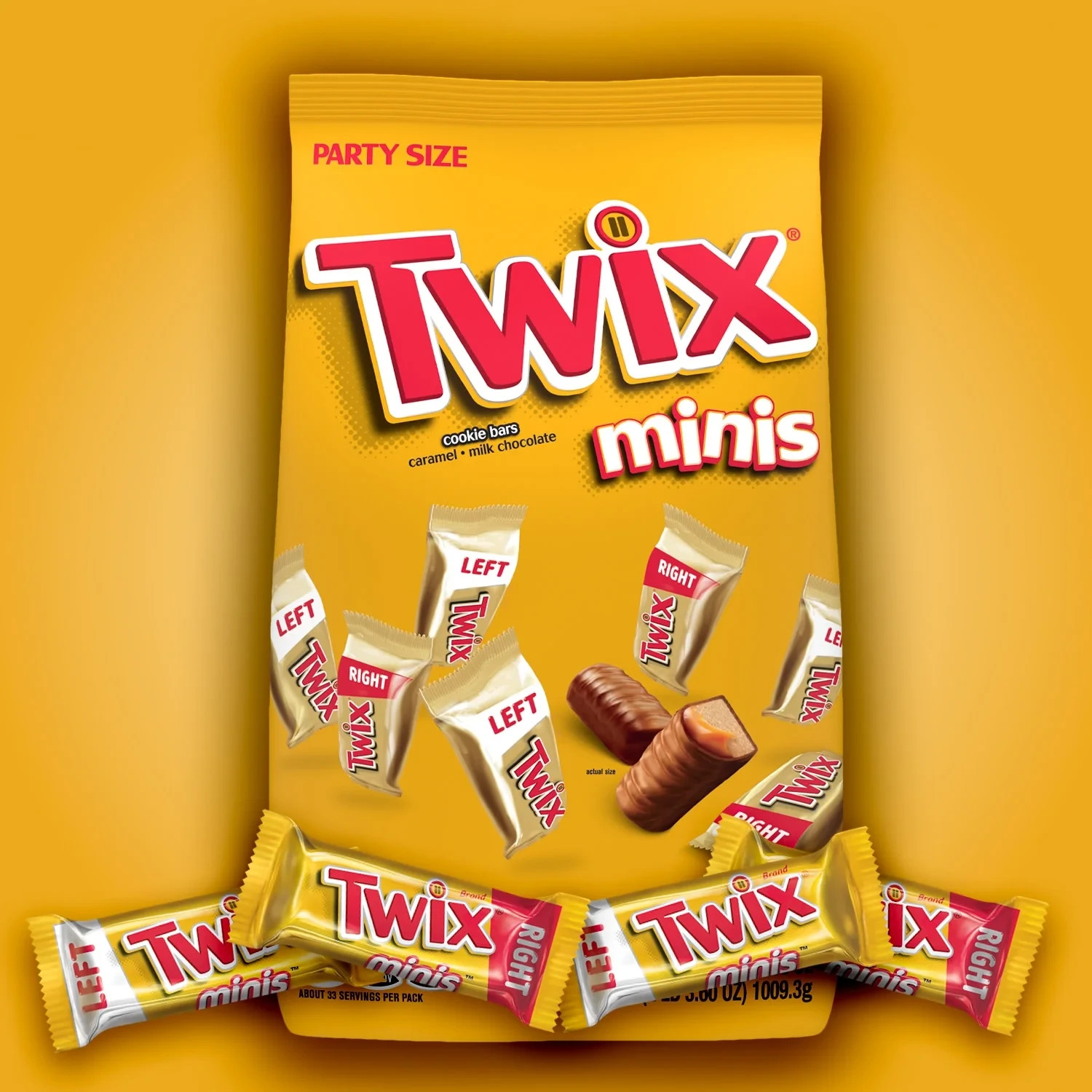 Twix Caramel Minis Size Chocolate Cookie Bar Candy Bag, 35.6 oz – PK of 2