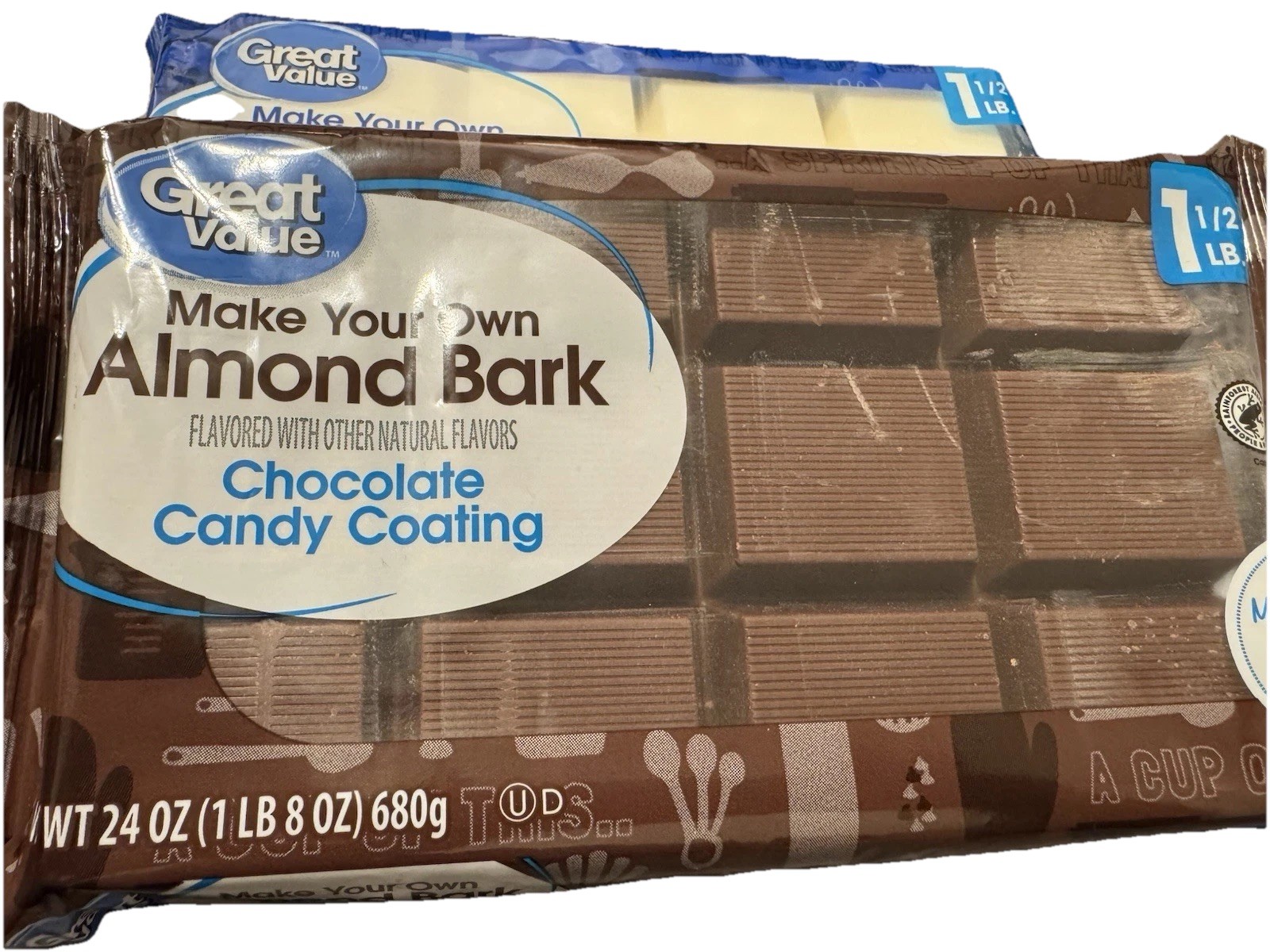 Great Value Chocolate Almond Bark AND Vanilla 1.5 Pound (Pack of 2)
