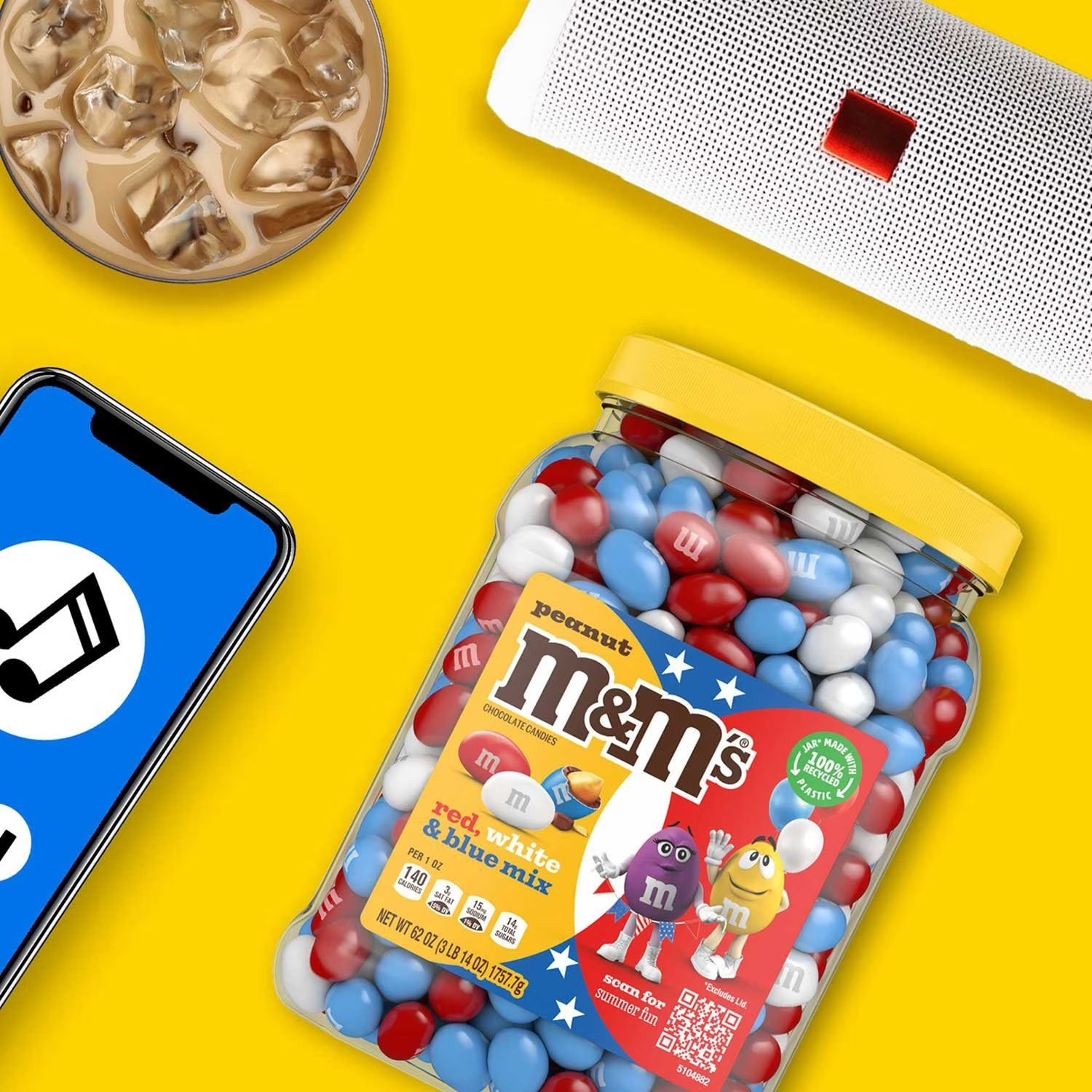 M&M’S Red, White & Blue Peanut Milk Chocolate Candy, 62 oz.