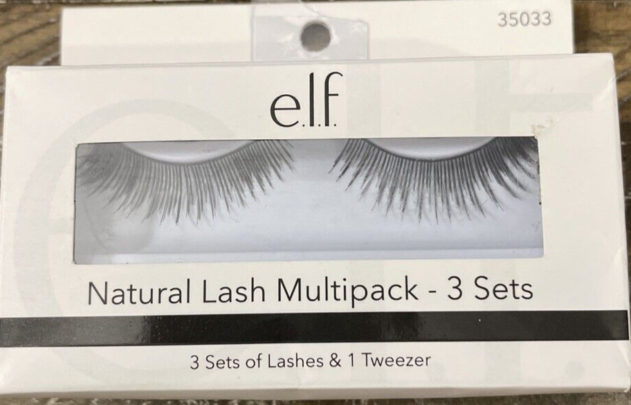 Elf Natural Lash Multipack -1pk of 3 Sets Of Eyelashes & 1 Tweezer-NEW-SHIP 24HR