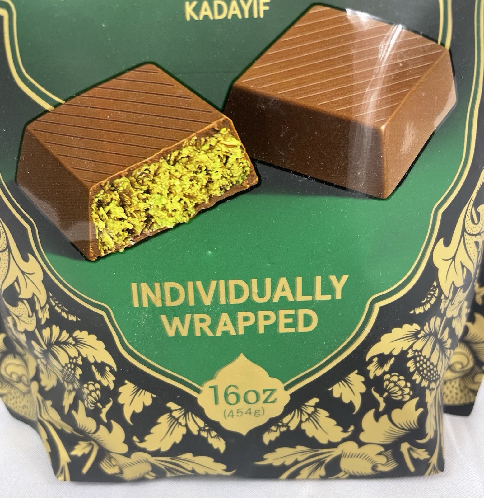 Nutty & Fruity Dubai Chocolate Bars Filled With Pistachios & Kadayif 16 oz NEW