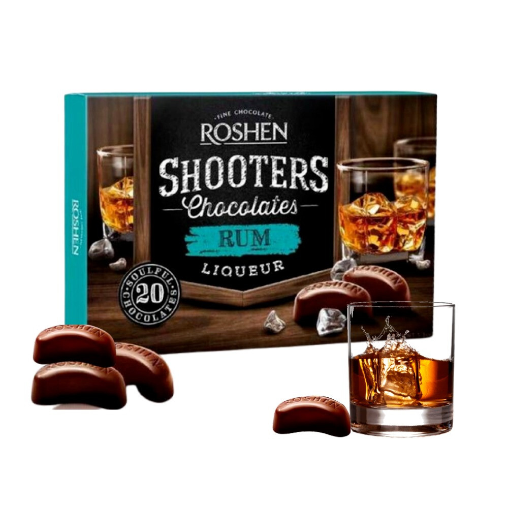 “Shooters” Chocolate Candy with Rum Liqueur Roshen Boxed Sweets 150g / 5.3oz