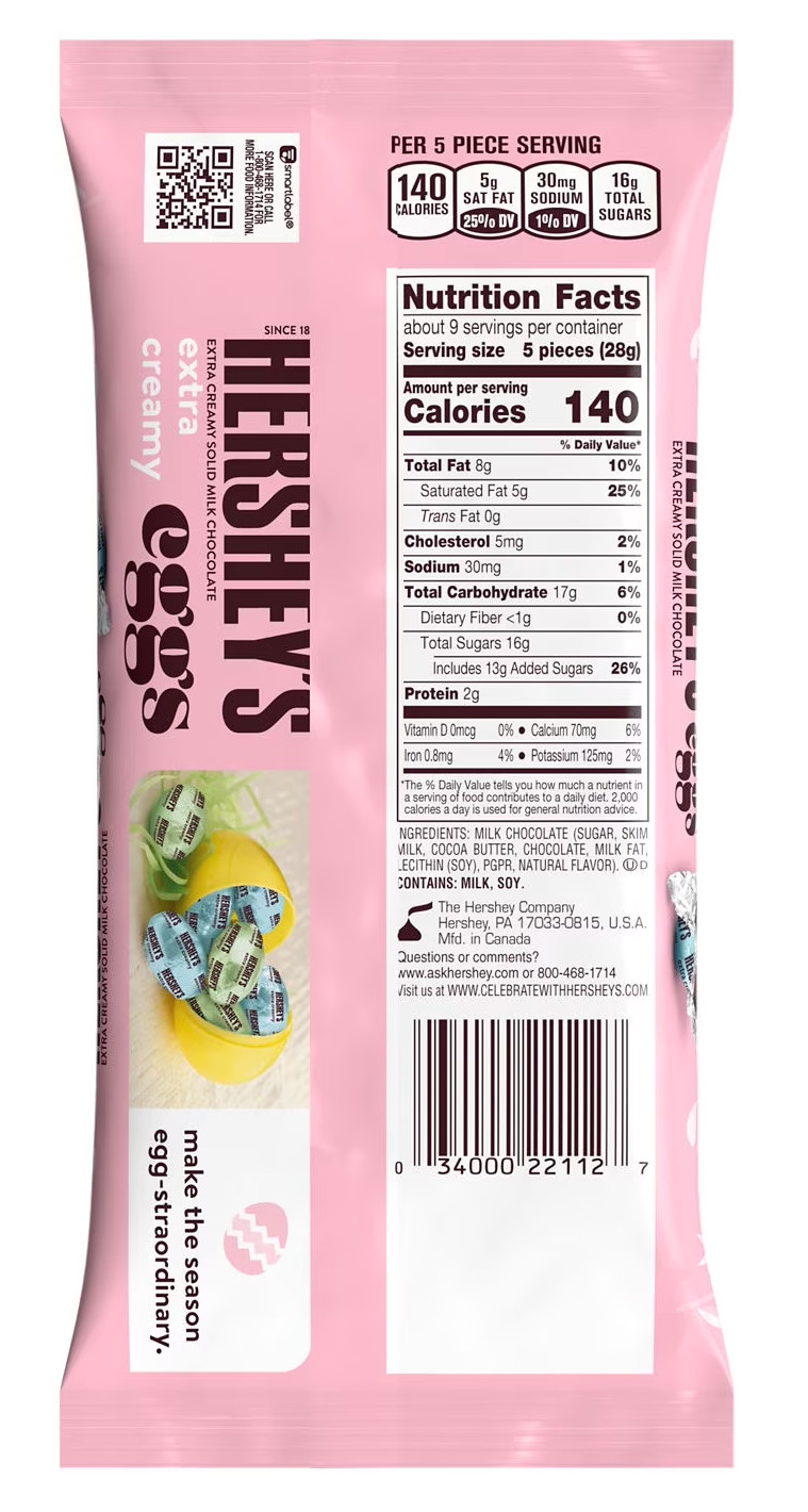 Hershey’s 9 oz. EXTRA CREAMY Eggs Solid Milk Chocolate Limited Edition BB 8/2026