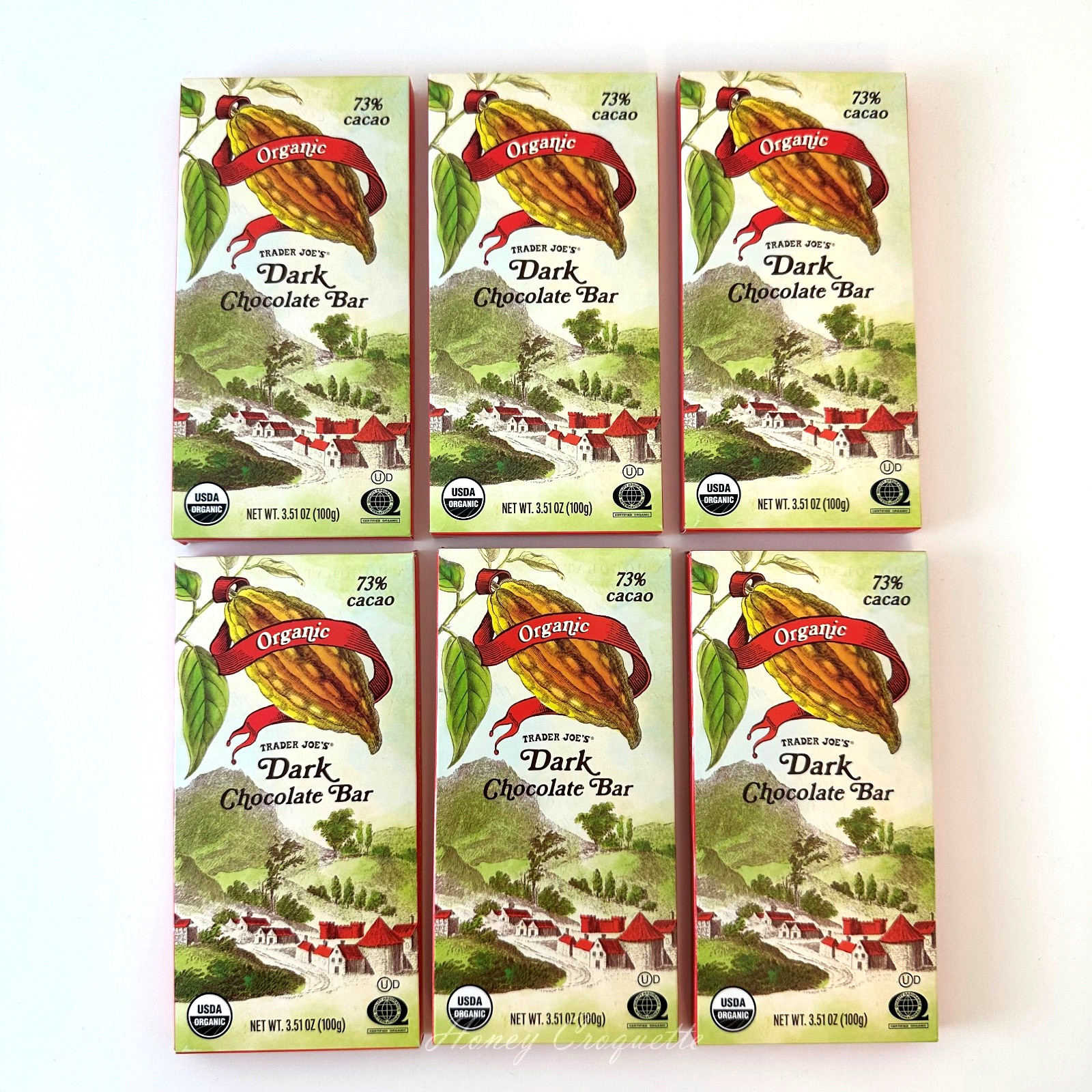 6 Pack Trader Joe’s Organic 73% Cacao Dark Chocolate Bar 3.51 Oz Each