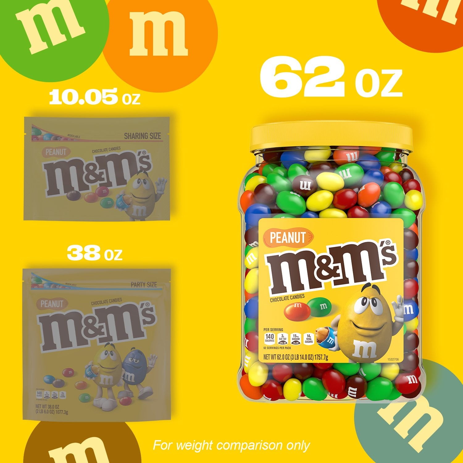 M&M’S Christmas Peanut Milk Chocolate Candy Bulk Jar 62 oz. Choose Your Flavor.