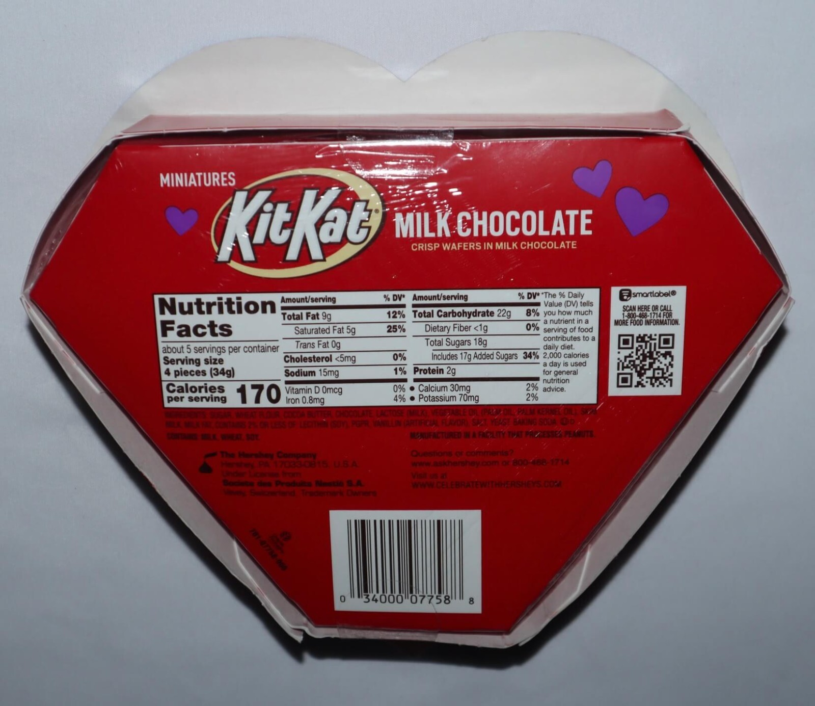 Kit Kat Miniatures Milk Chocolate Wafer Candy 6.4 oz, Heart Shaped Gift Box