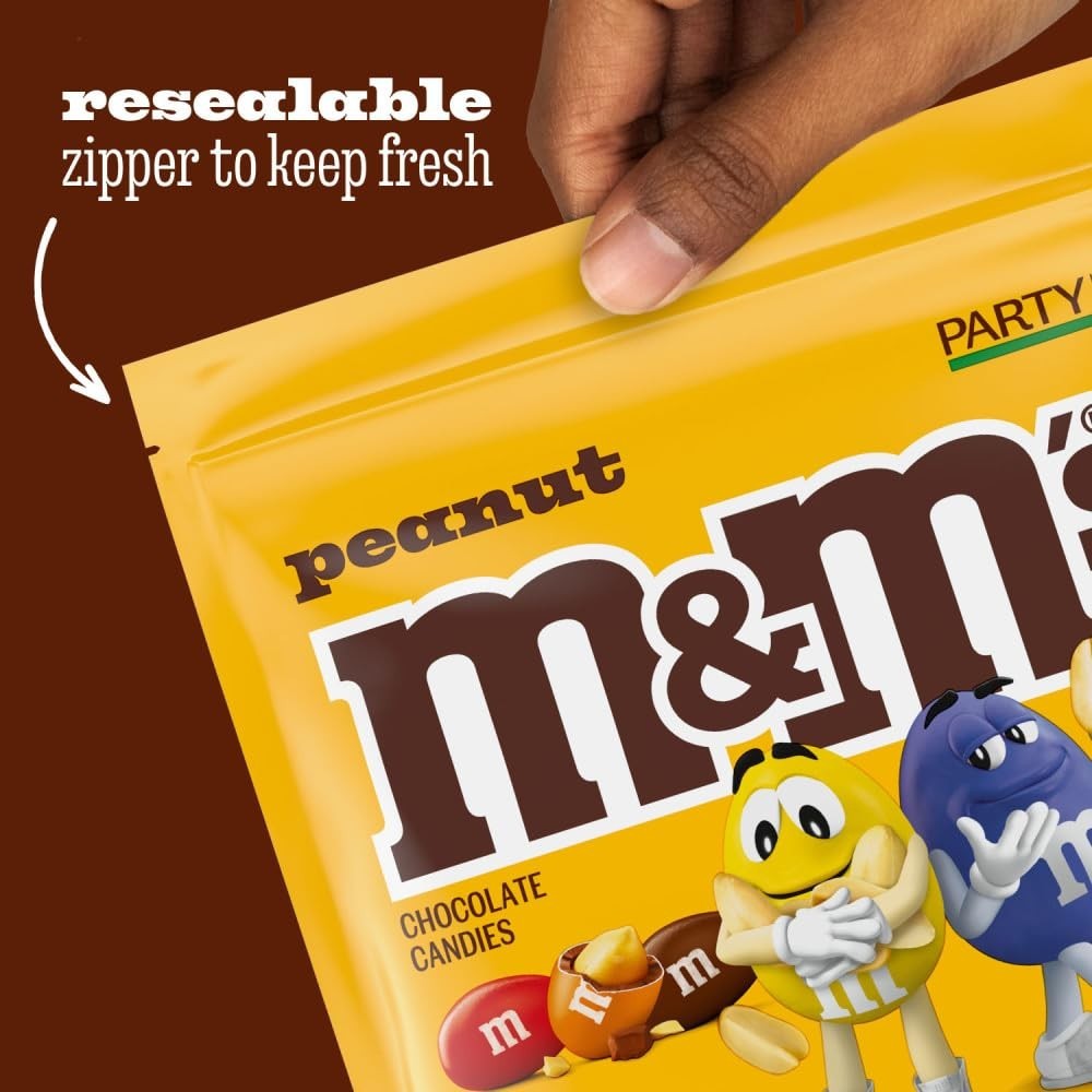 M&M’S Peanut Milk Chocolate Candy Resealable Bulk Pack Party Size 38 Bag snaking